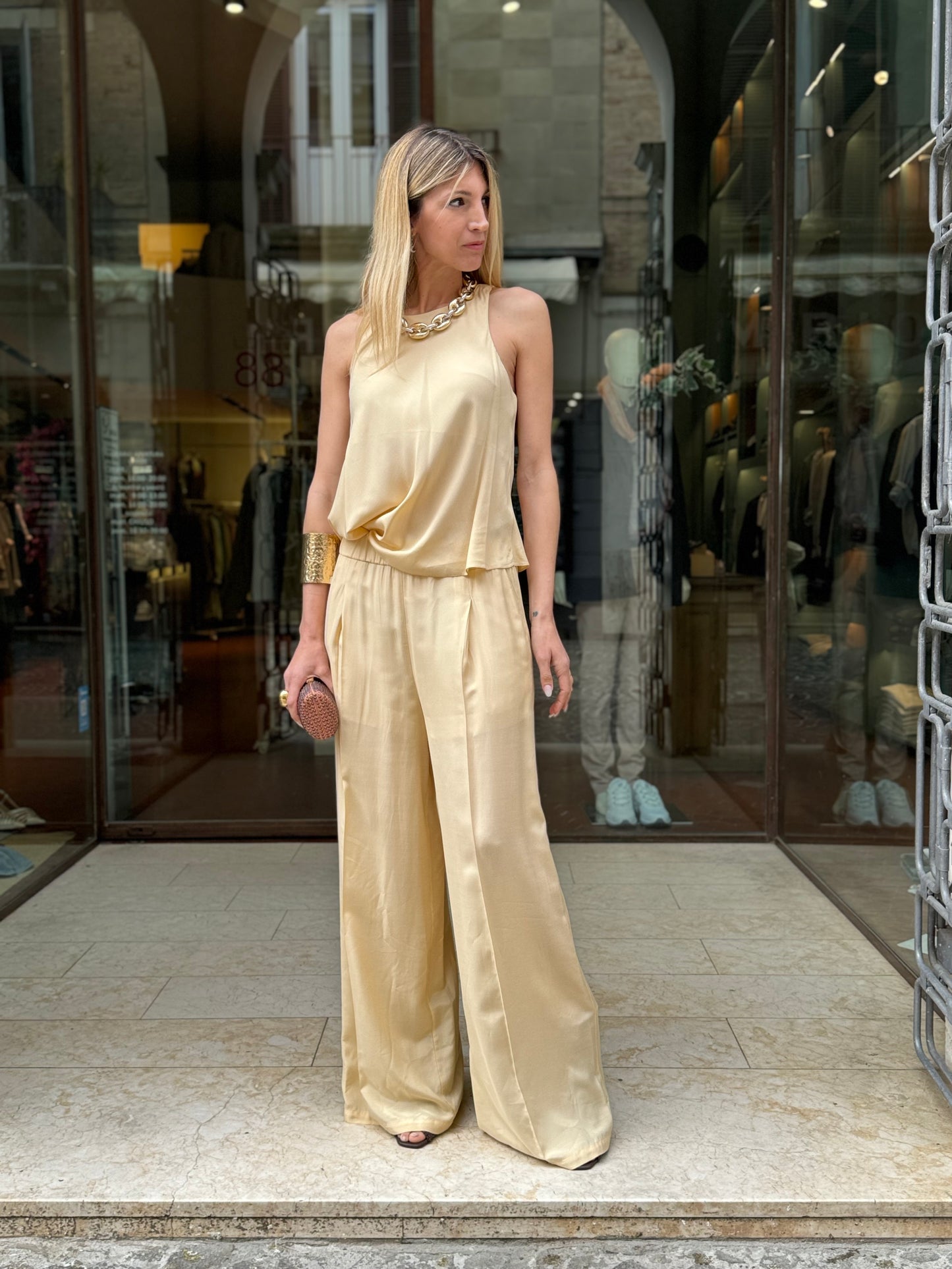 PATRIZIA PEPE pantalone viscosa BEIGE