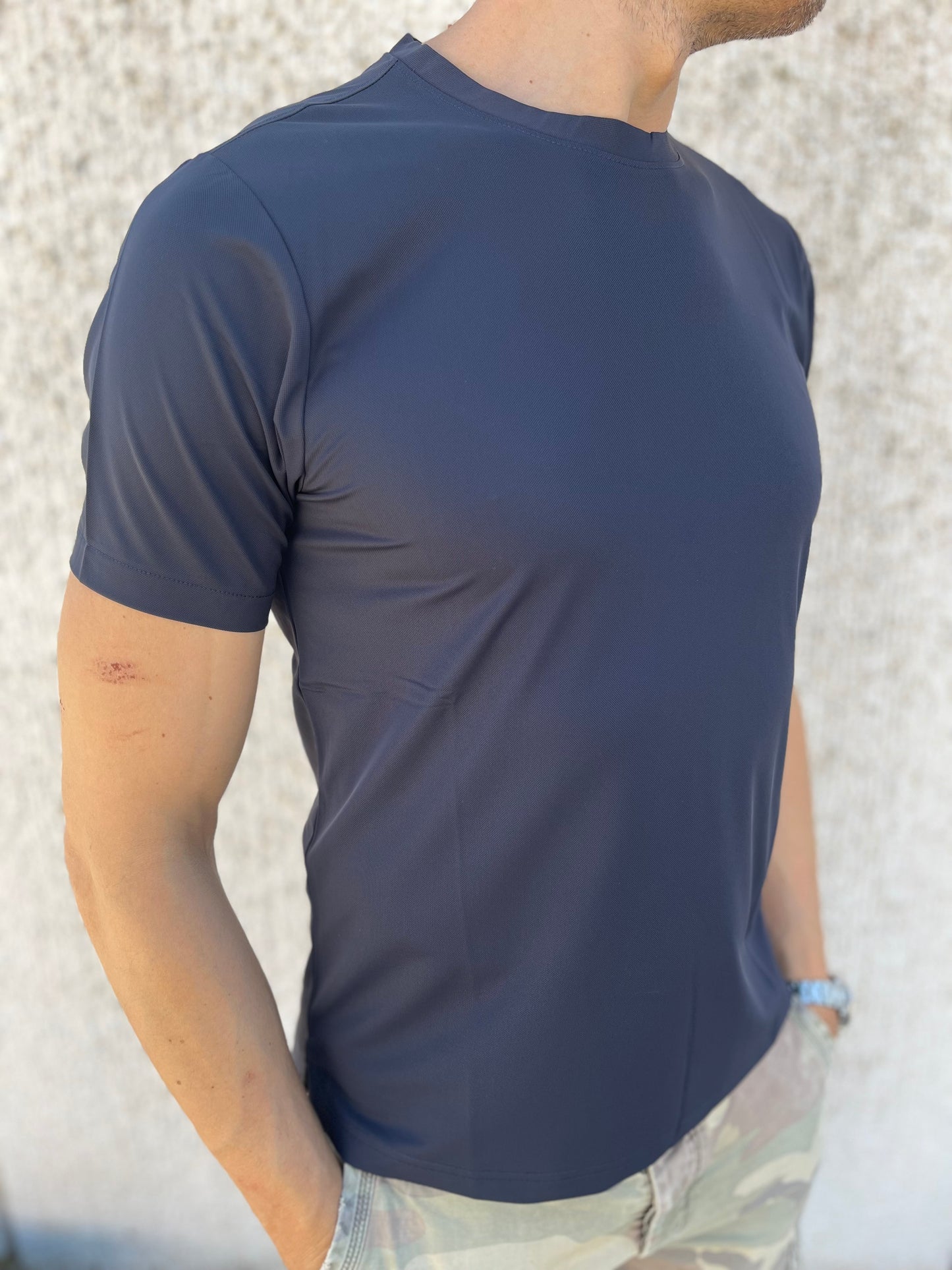 loft88 maglia manica corta in tessuto tecnico piquet BLU