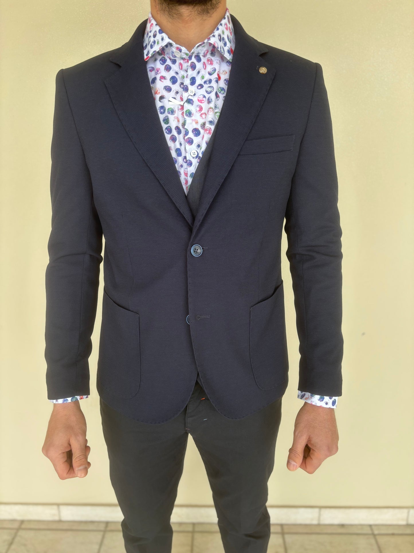 Le braghe giacca jersey microperato BLU