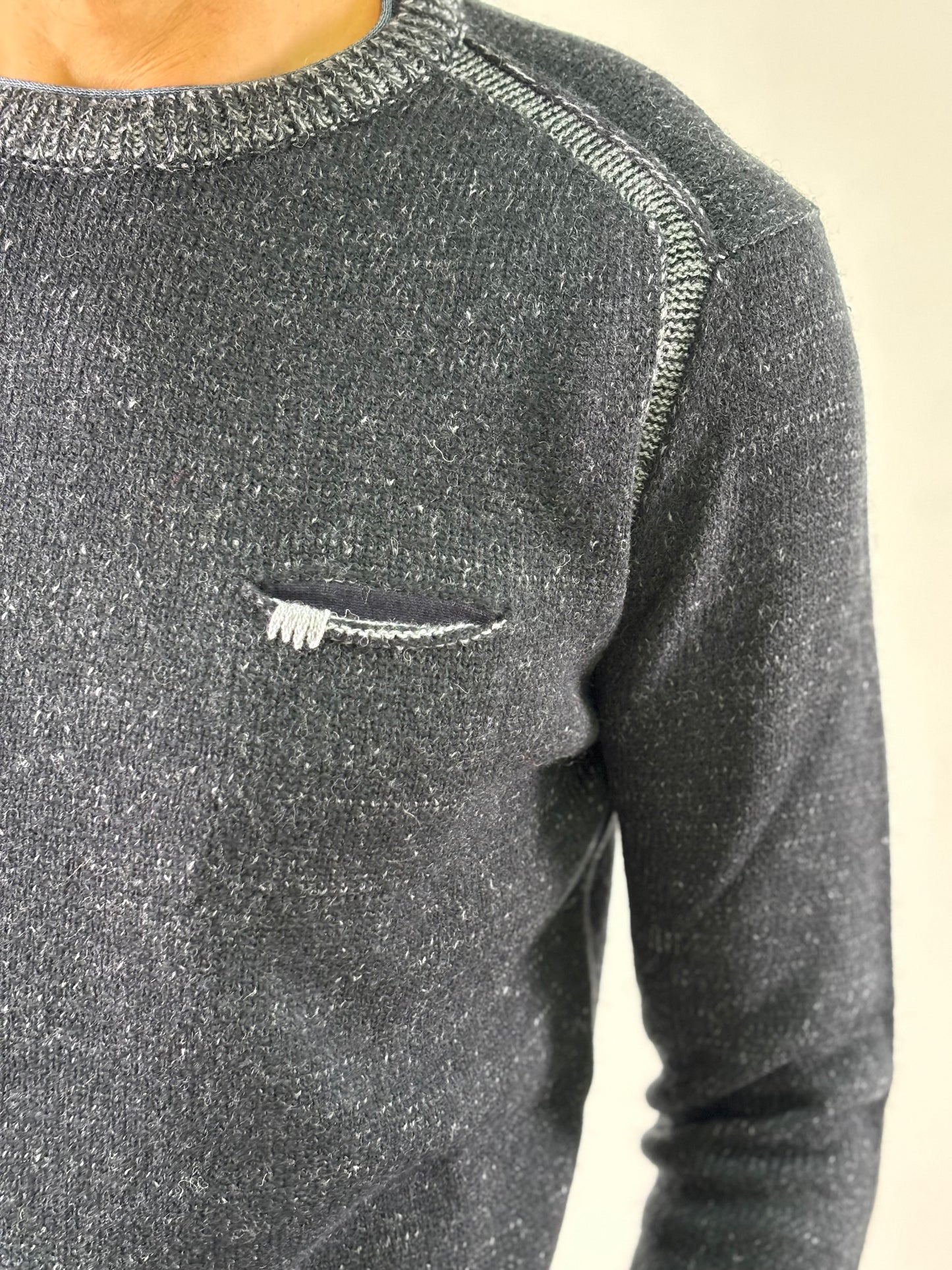 Loft 88 Maglia ml girocollo con taschino melange BLU