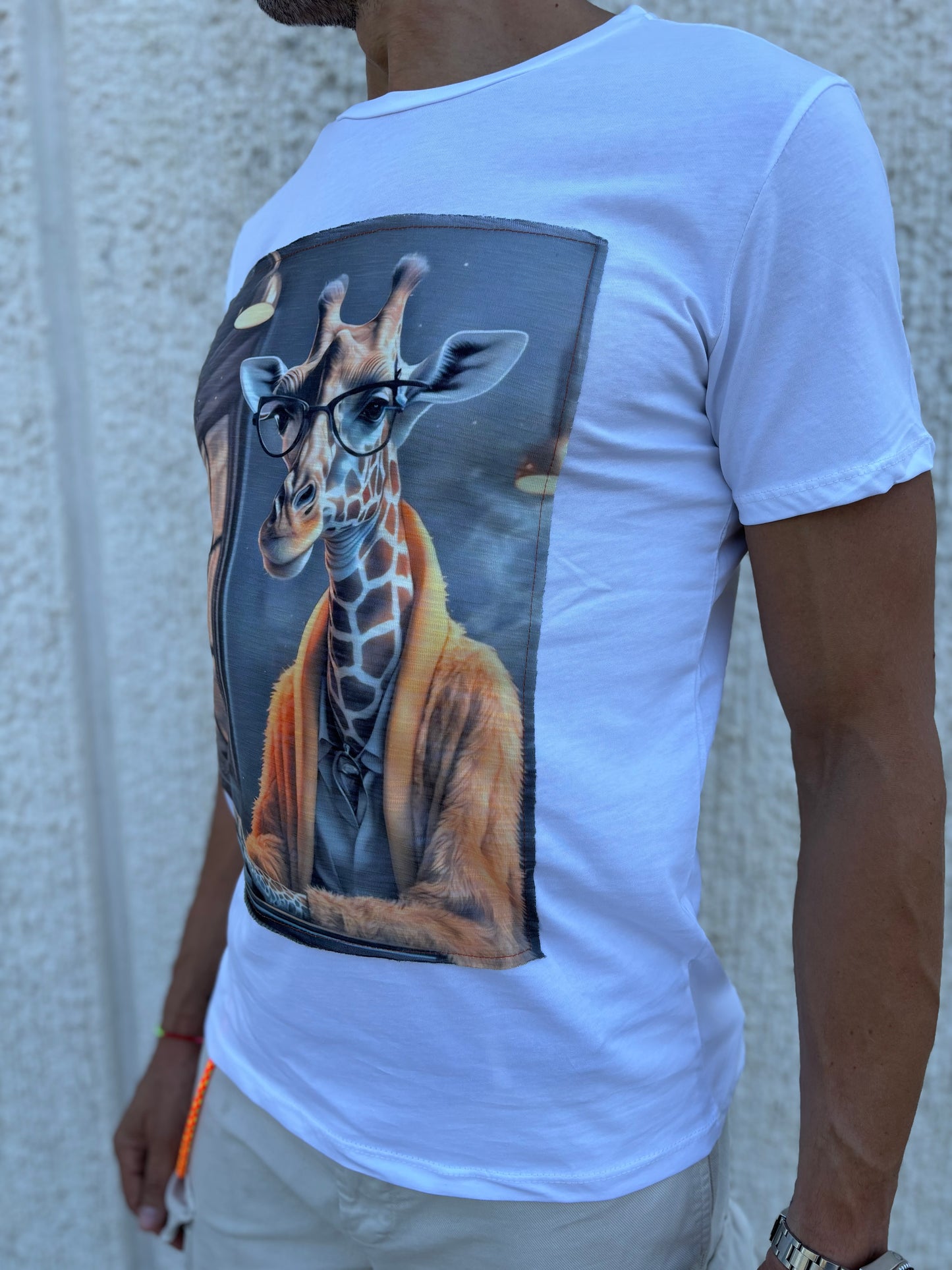 Trepuntonove t-shirt giraffa cardigan BIANCO