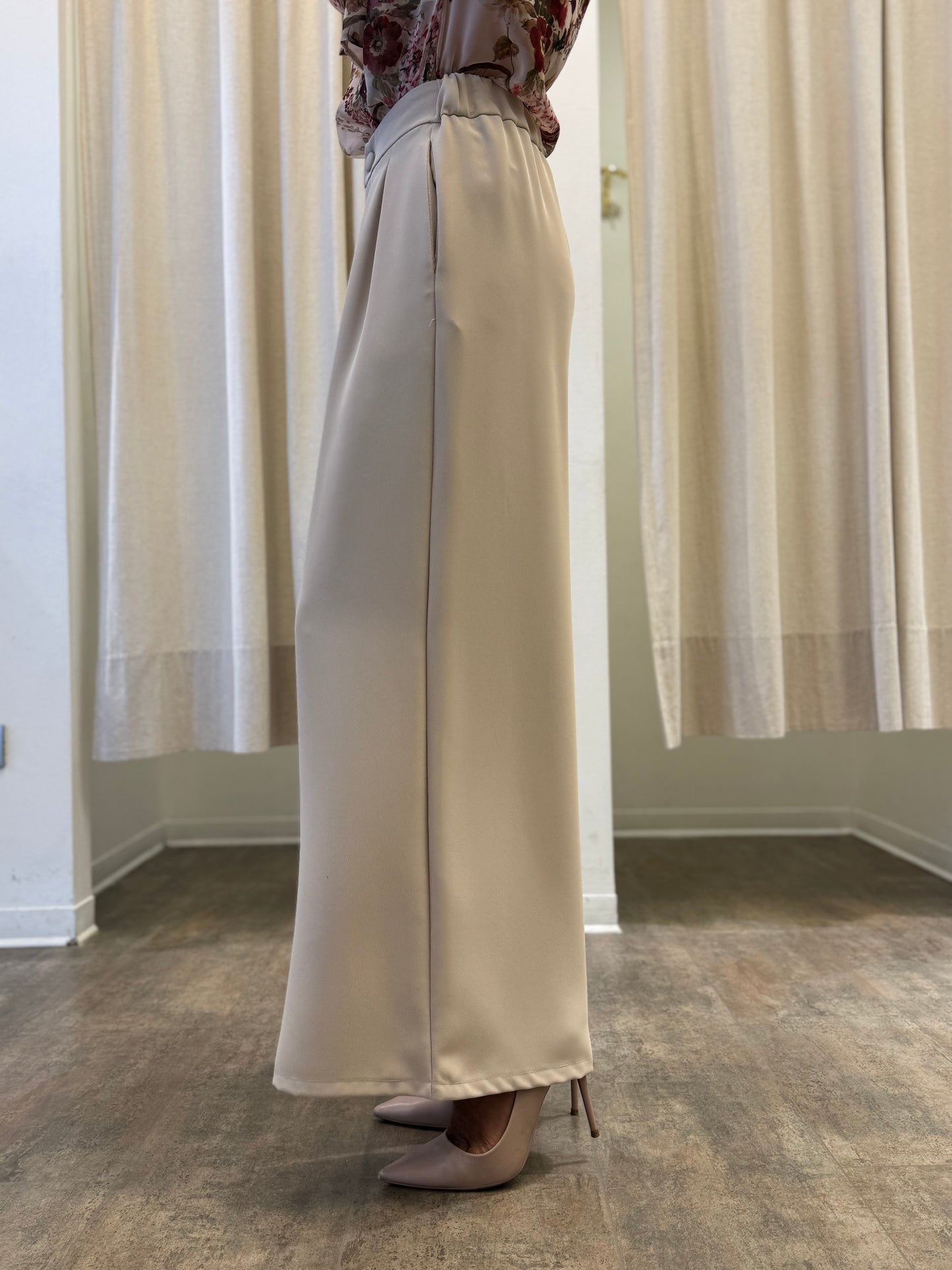 Susy Mix Pantalone palazzo con doppia pince BEIGE