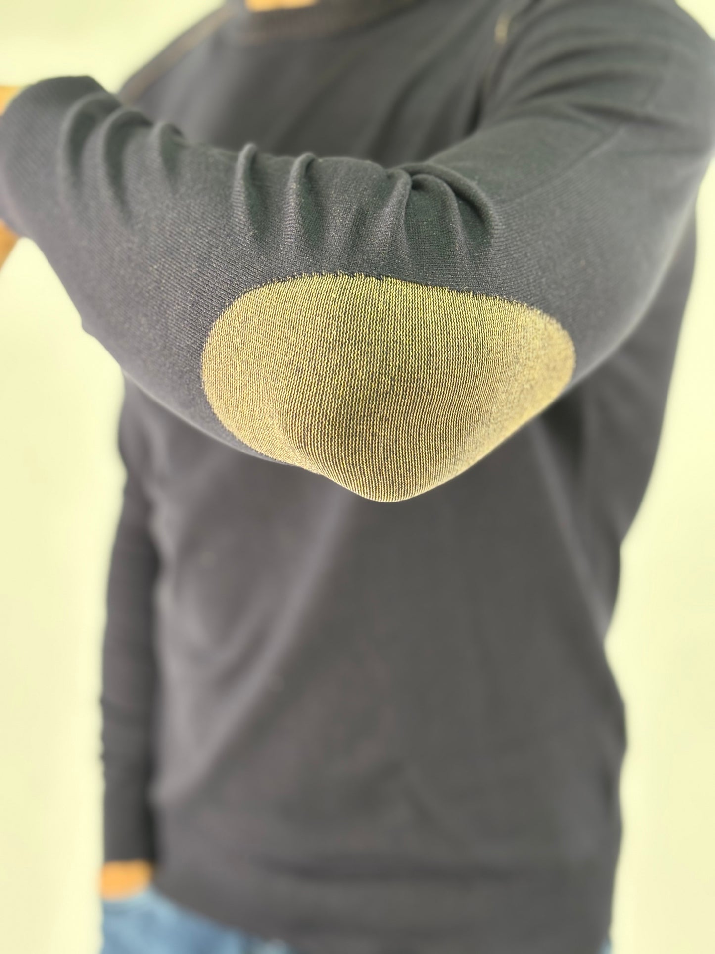 Loft88 maglia girocollo ml con toppa beige BLU