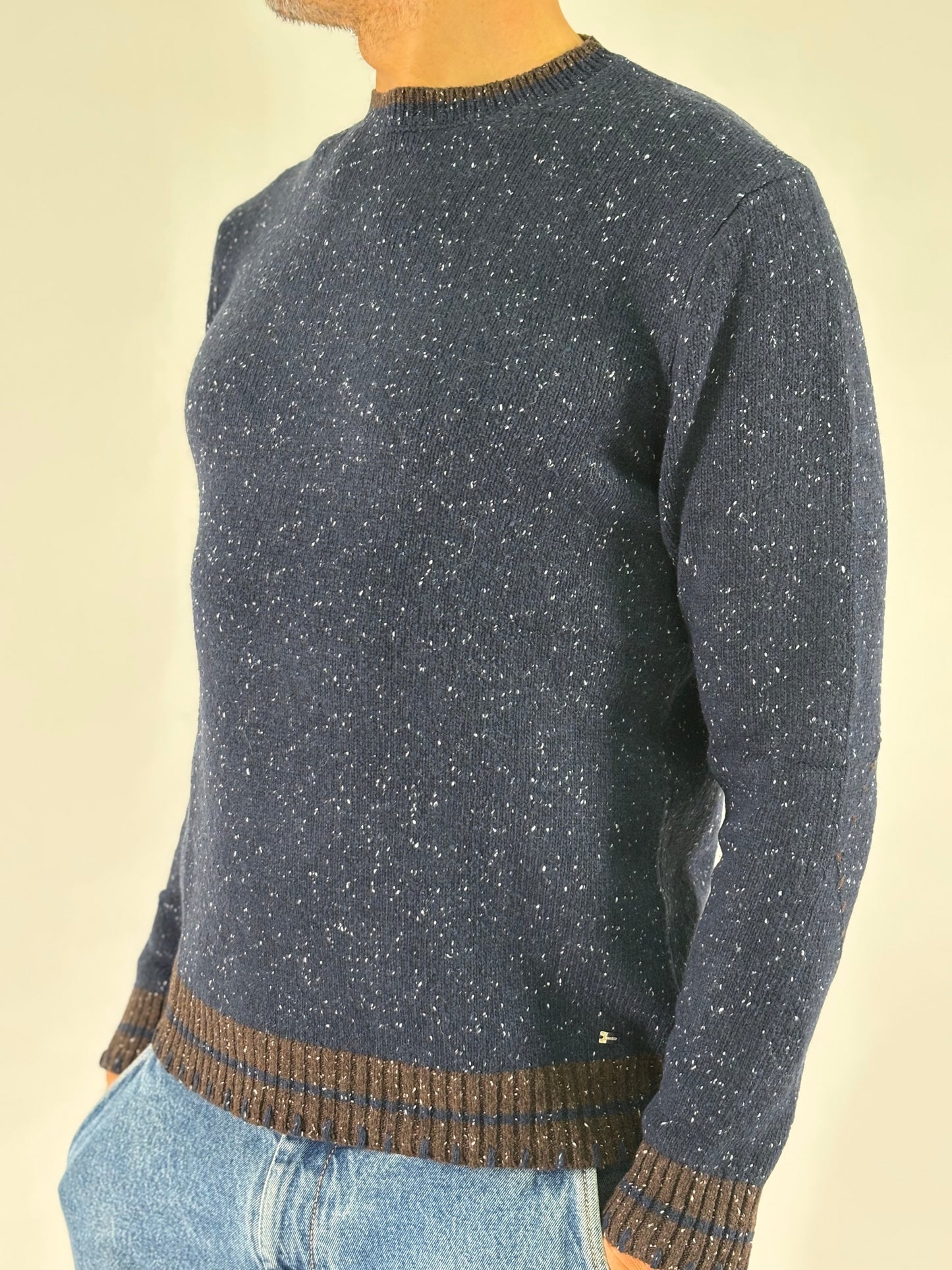 Markup Maglia girocollo puntinata bianca BLU