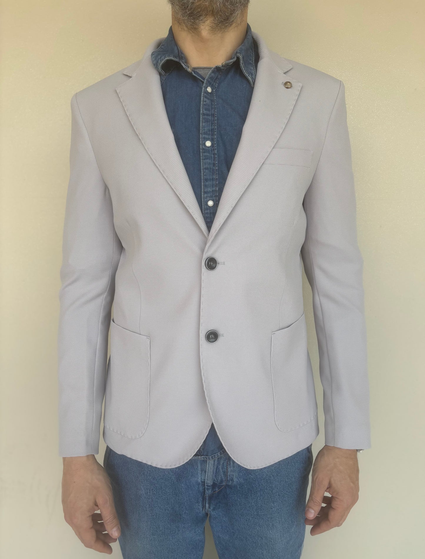 Le braghe giacca jersey microperato GRIGO PERLA