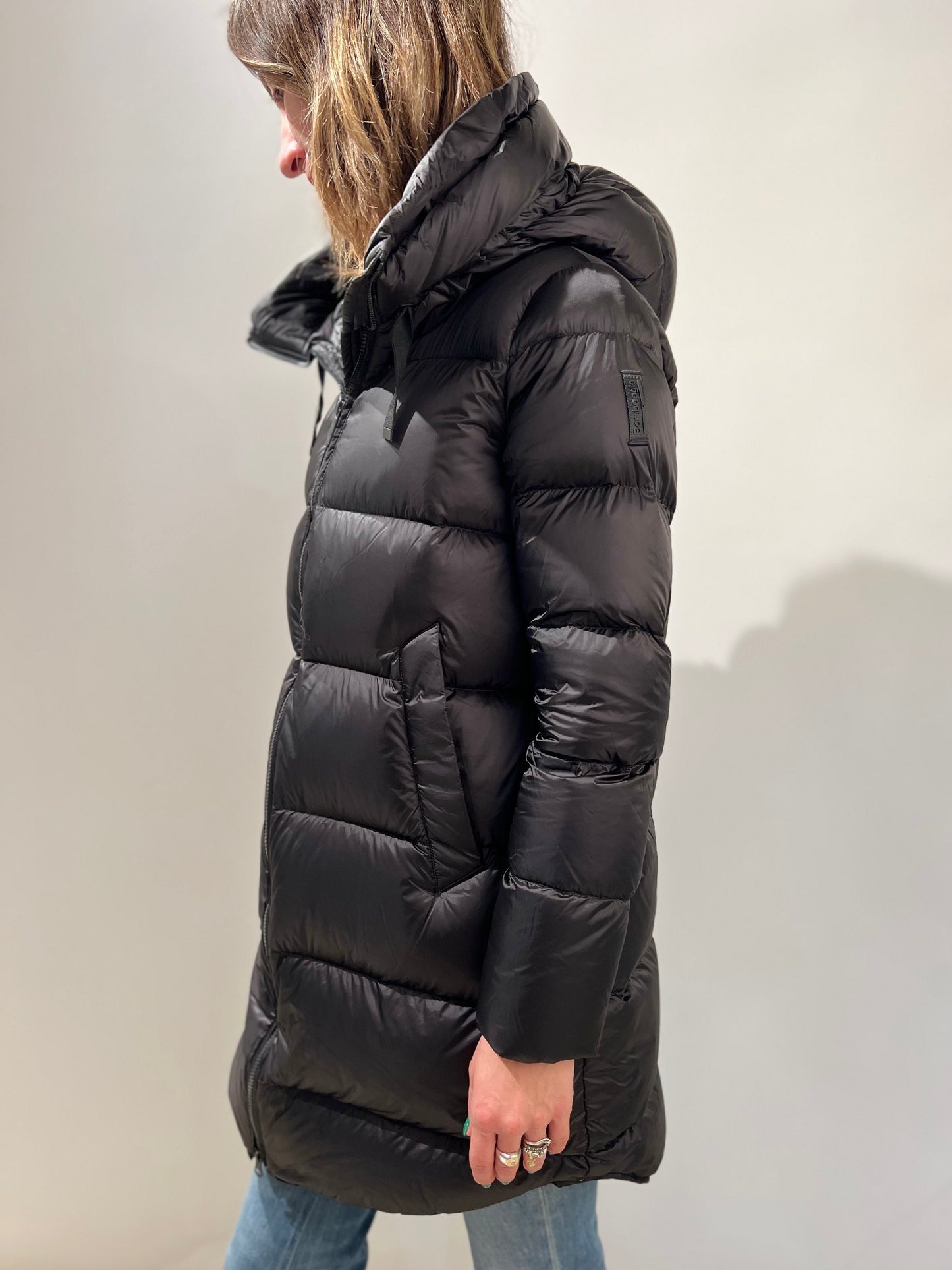 Bomboogie Piumino lungo in nylon bright NERO