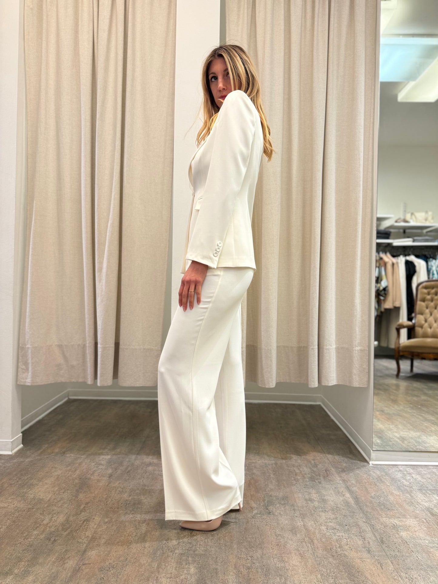 Eco giacca giacca con spacchetti BIANCO