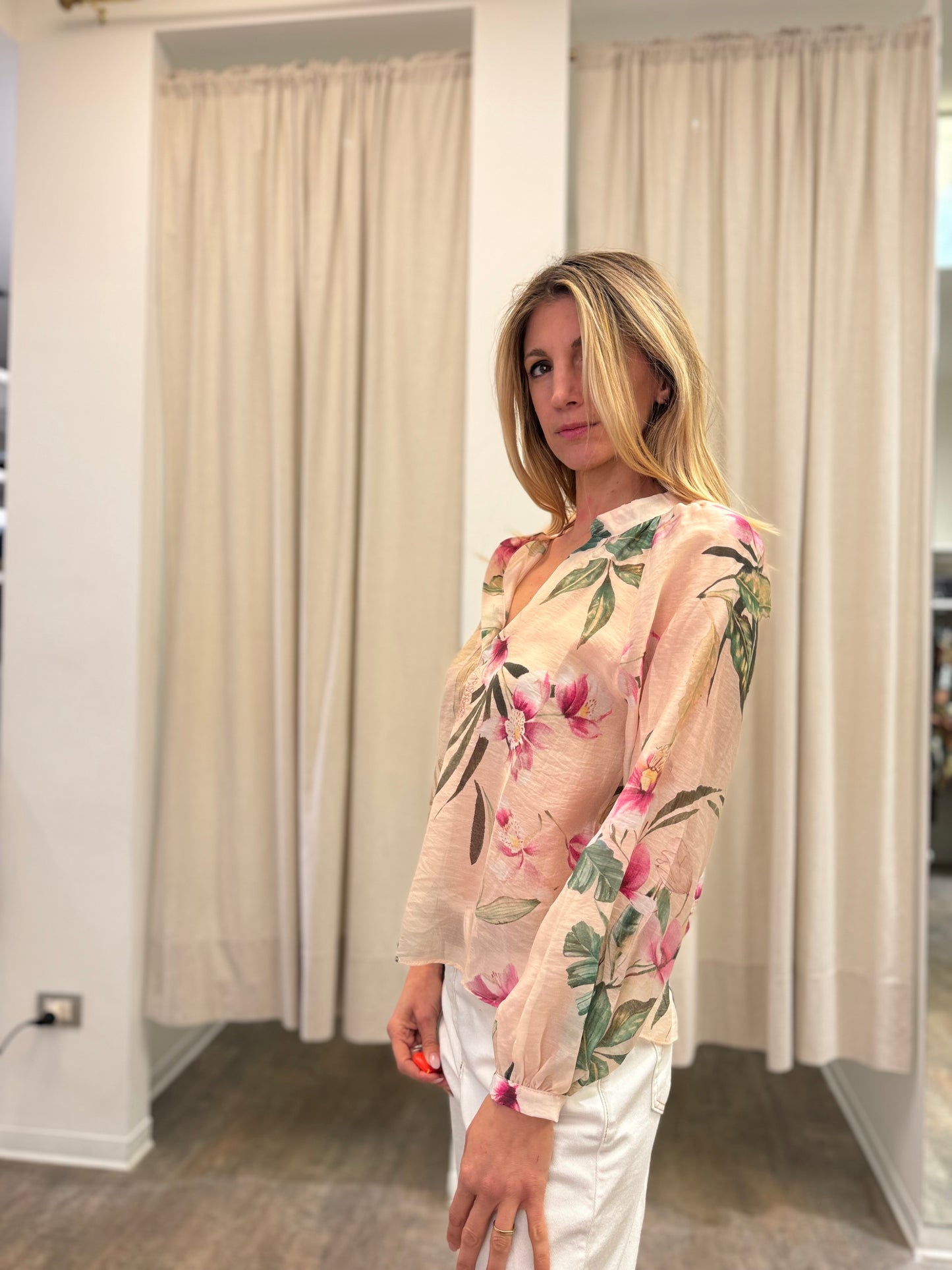 Susy Mix Camicia c/coreano fantasia floreale BEIGE