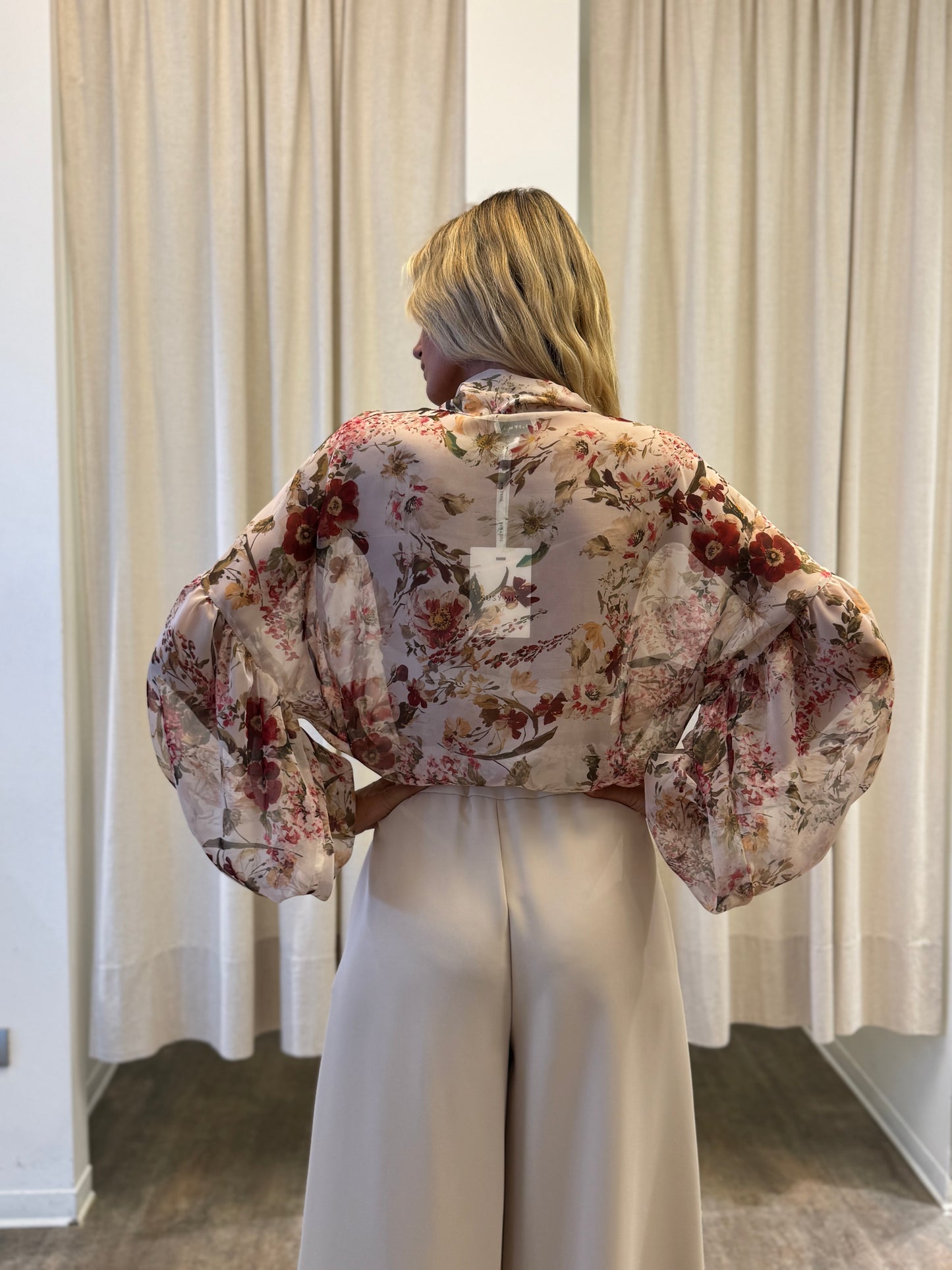 Susy Mix Camicia ml con fiocco base beige FIORI