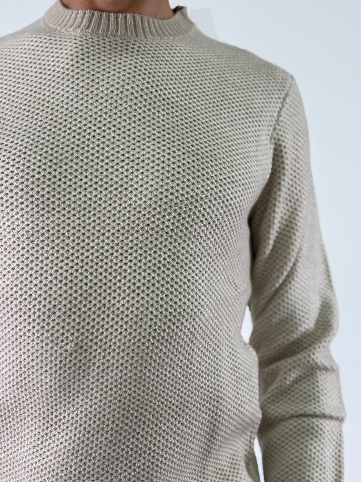 Markup Maglia ml girocollo trama pannocchia melange BEIGE