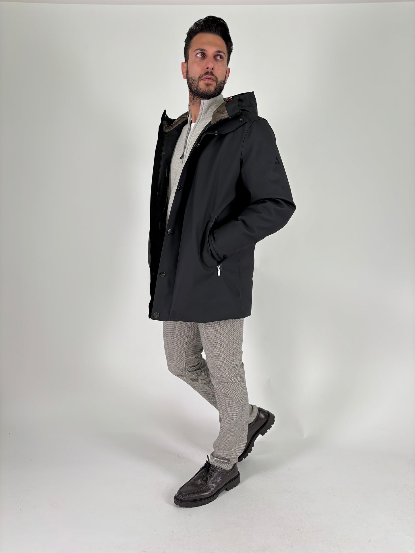 Heskimo Parka lungo in vera piuma d' oca NERO