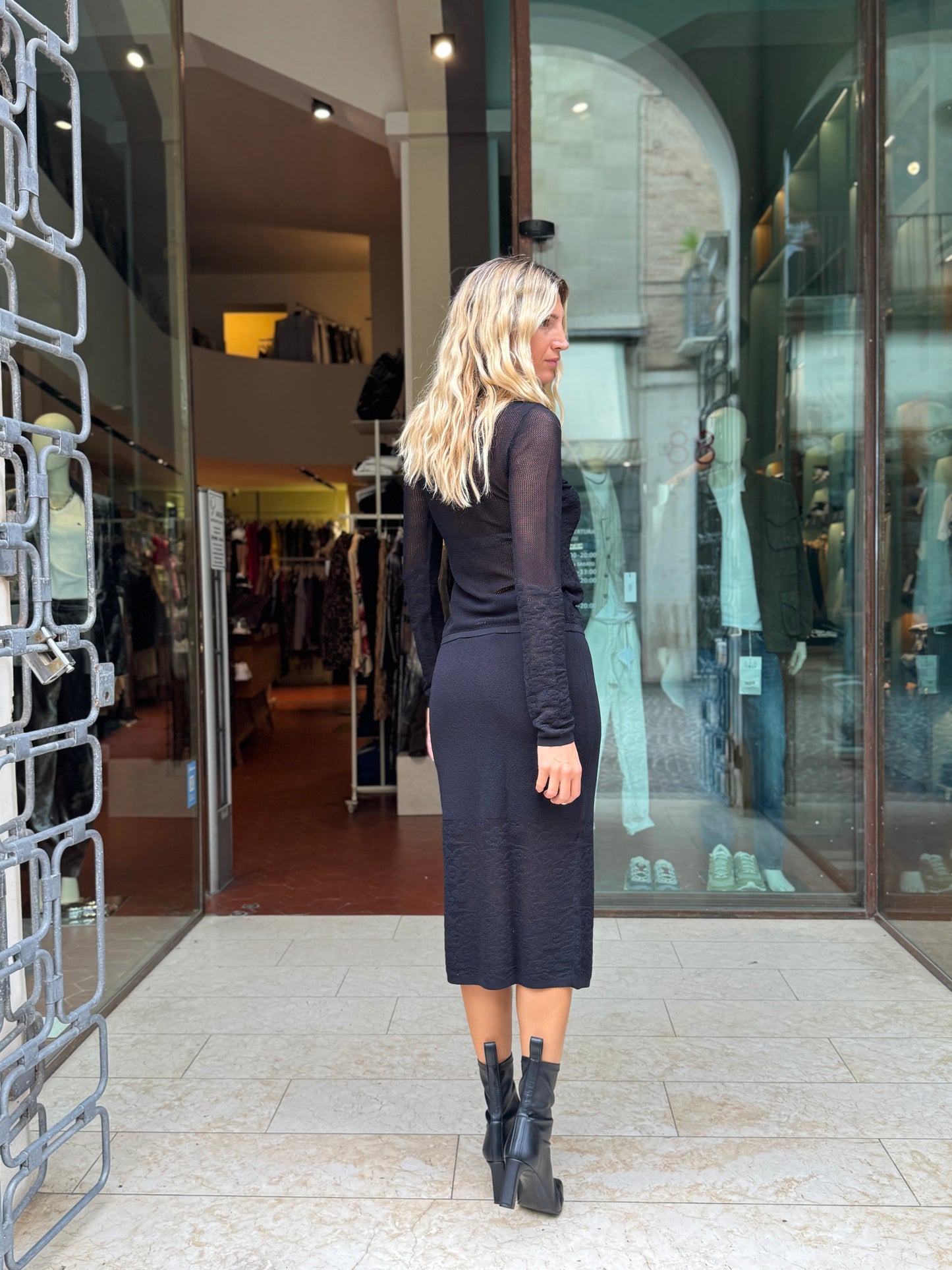 Patrizia Pepe Maglia ml effetto pizzo NERO