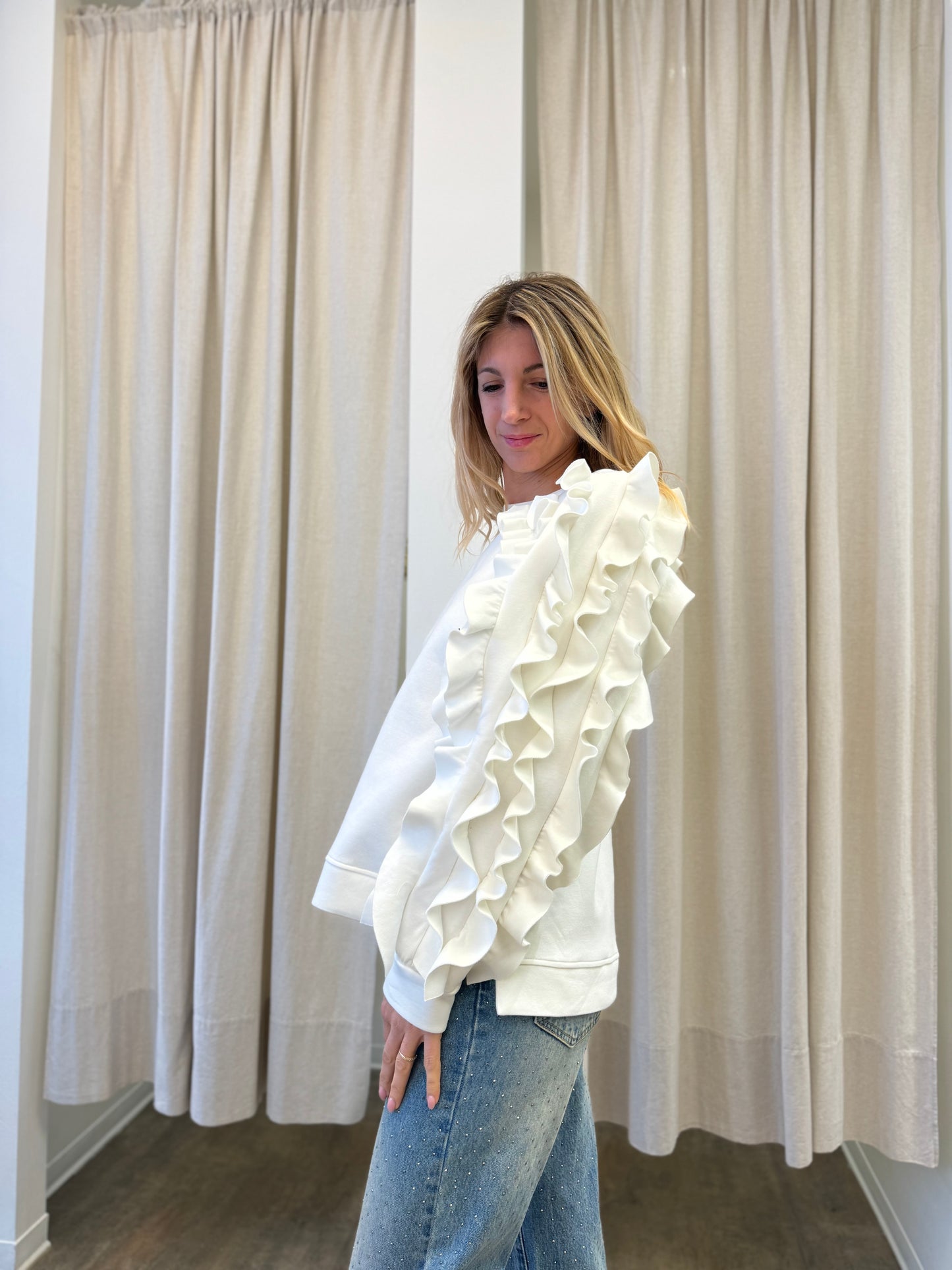 Tensione In Felpa con rouches PANNA