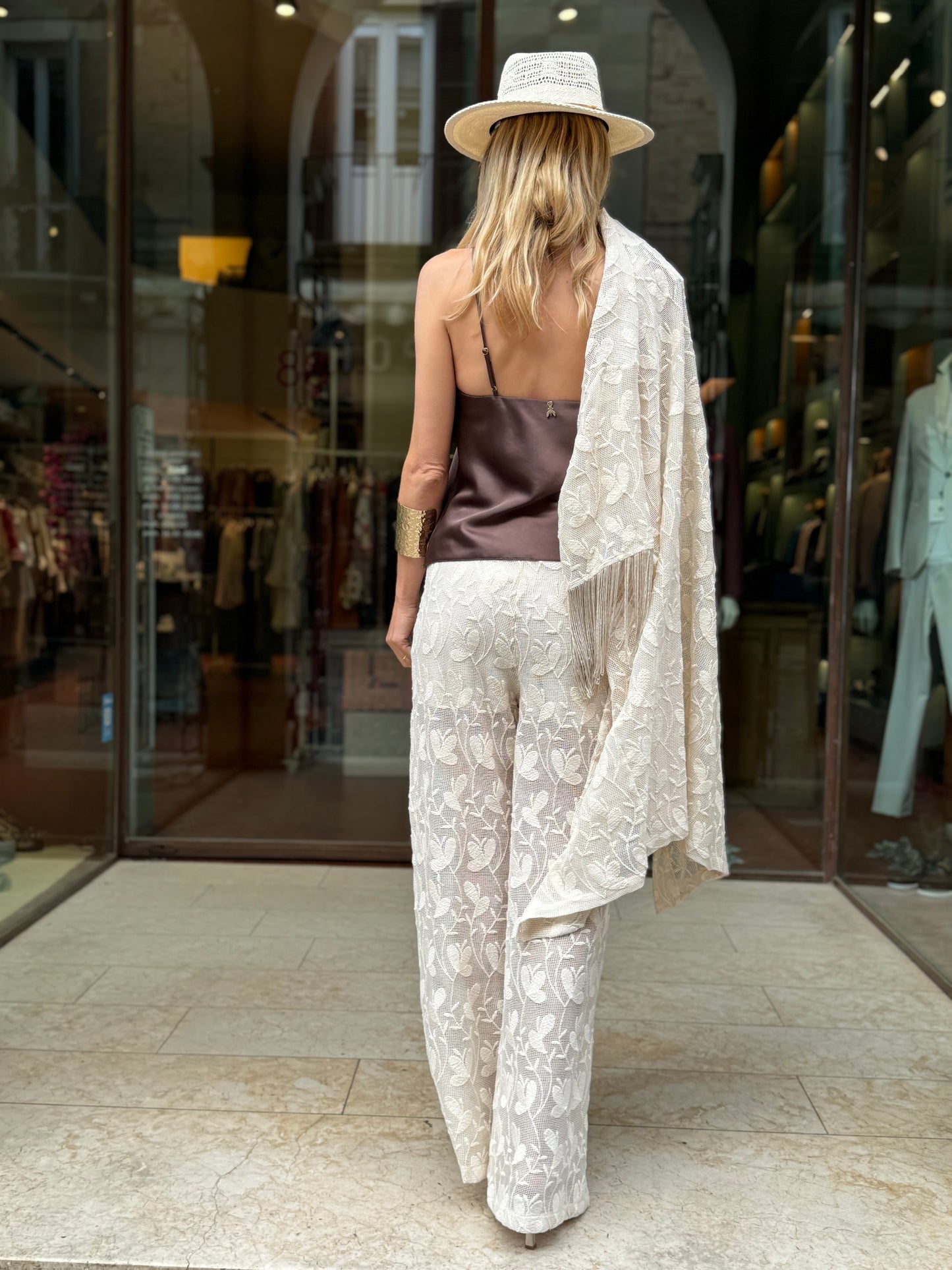 DIXIE pantalone pizzo BURRO