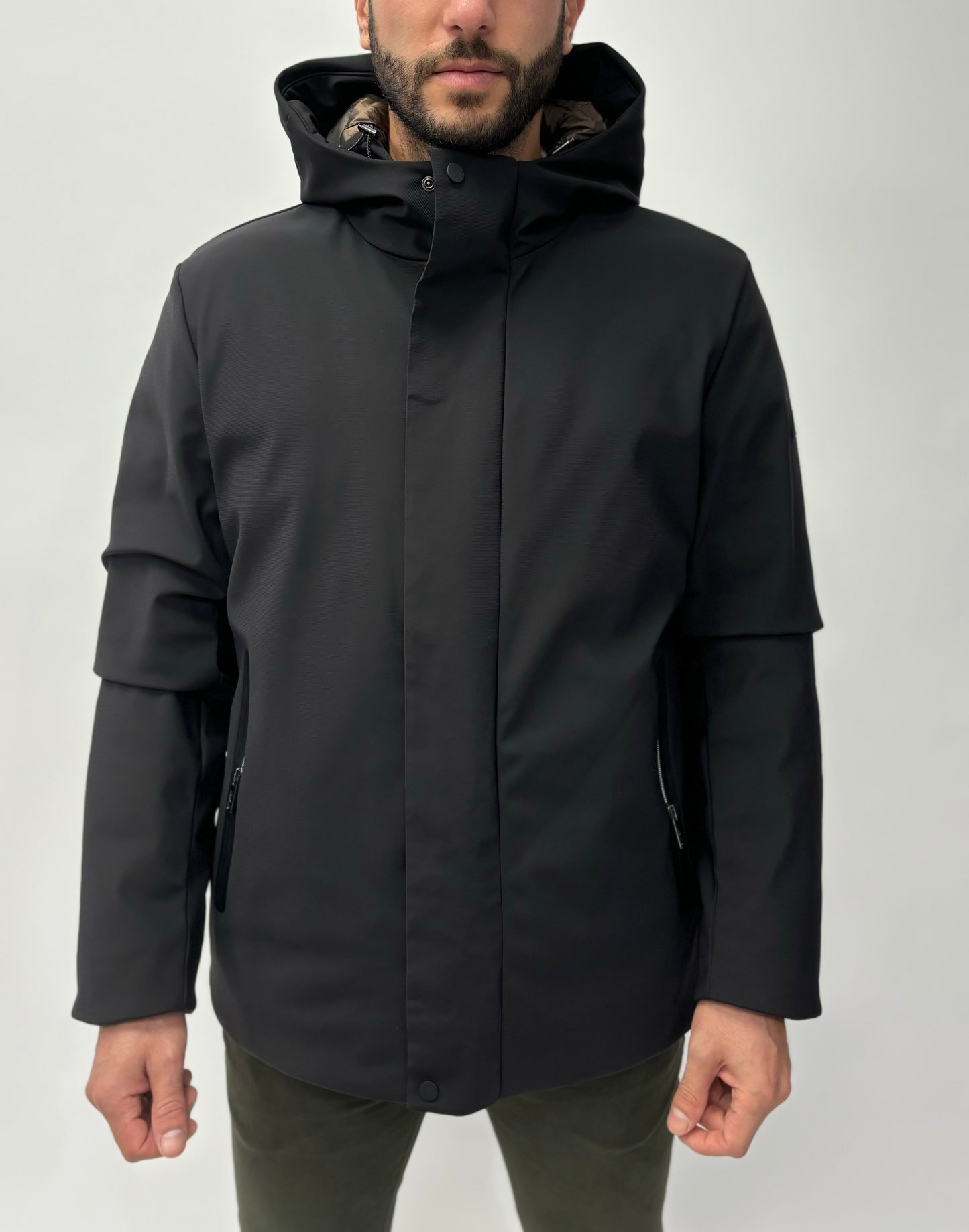 Heskimo Parka corto con imbottitura soft shell NERO