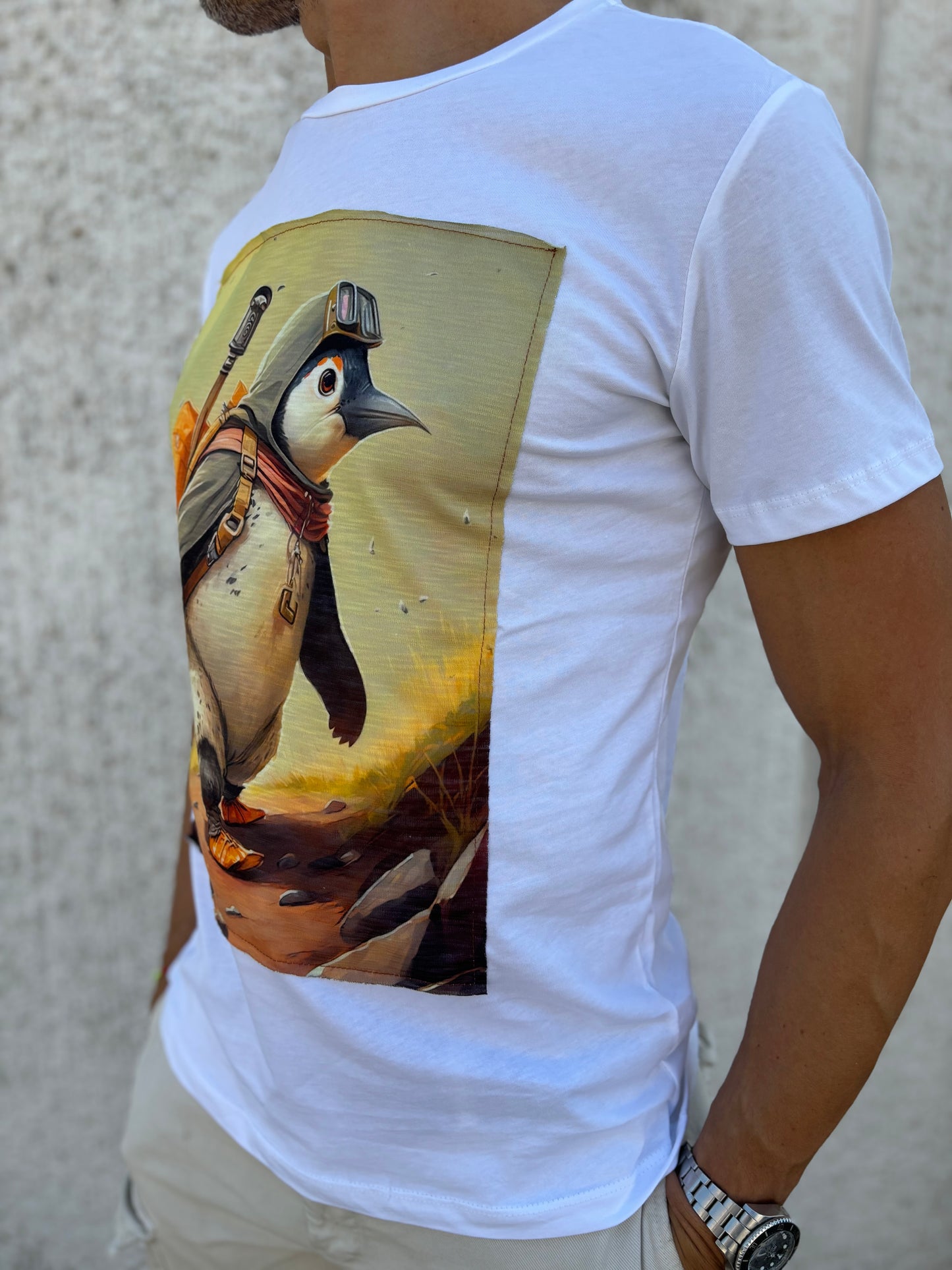 Trepuntonove t-shirt pinguino esploratore BIANCO