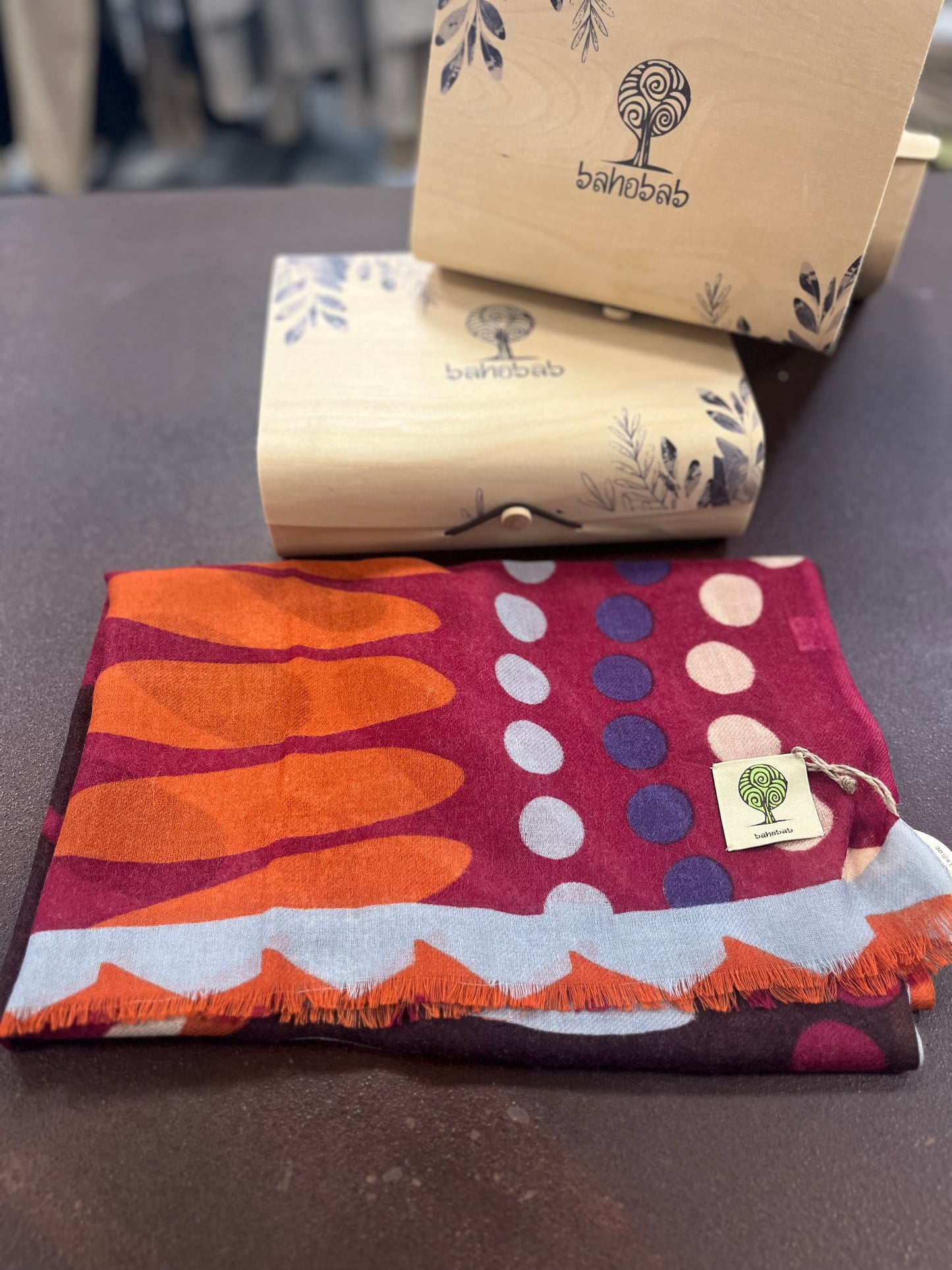 Bahobab Sciarpa 100% lana fantasia cerchi MULTICOLOR