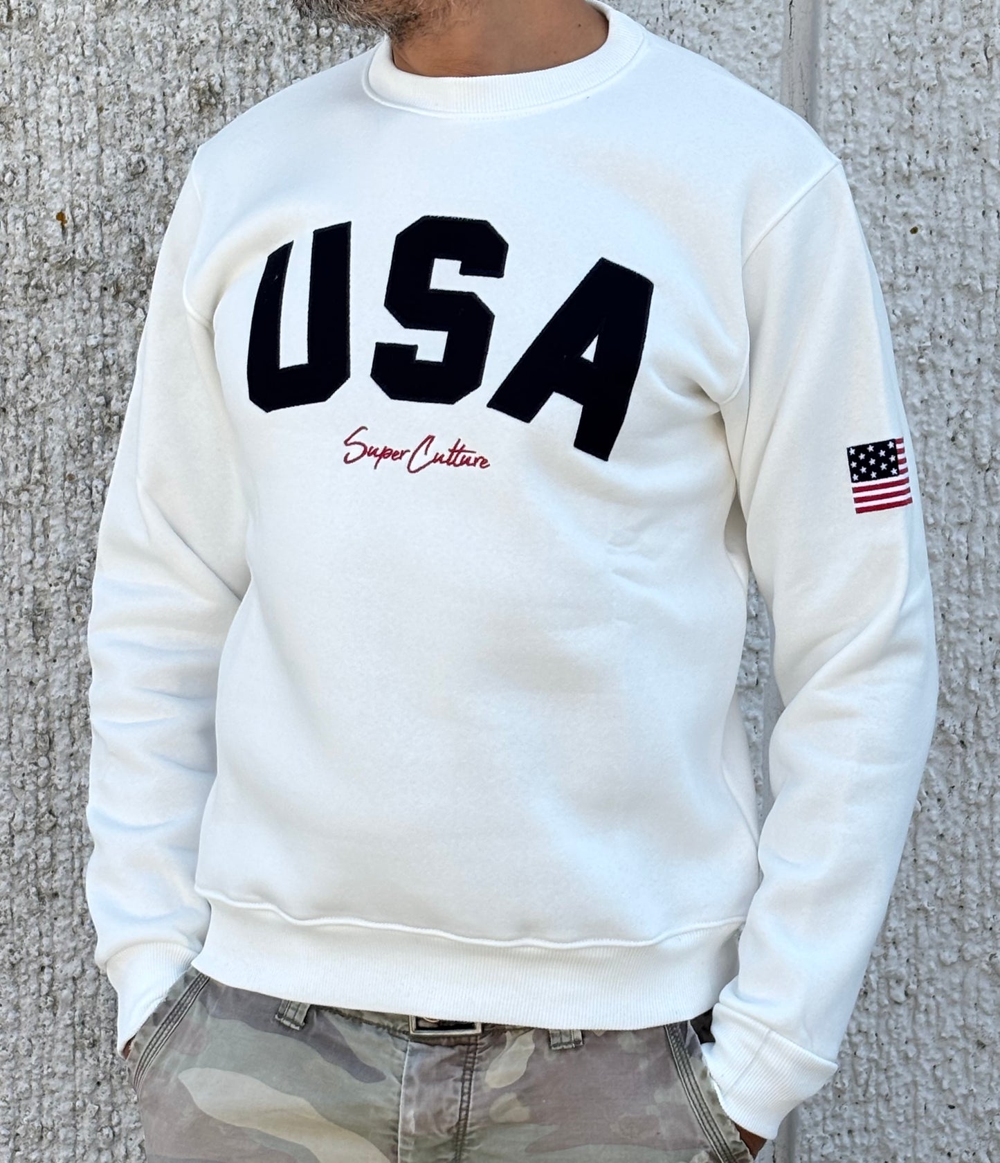 Superculture Felpa girocollo USA BIANCO