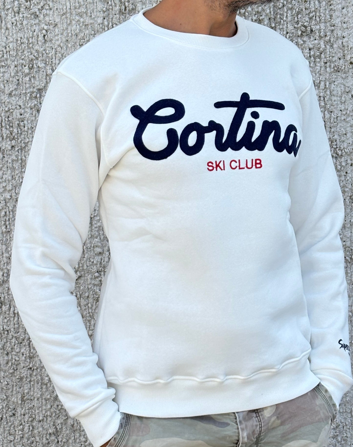 Superculture Felpa girocollo Cortina blu BIANCO