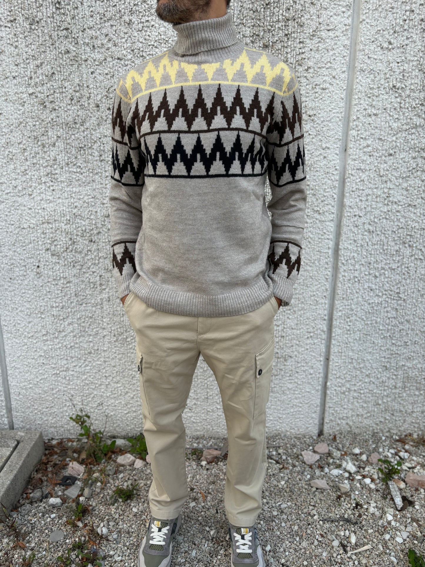 Seinse Maglia dolcevita c/alto fantasia zig zag TORTORA