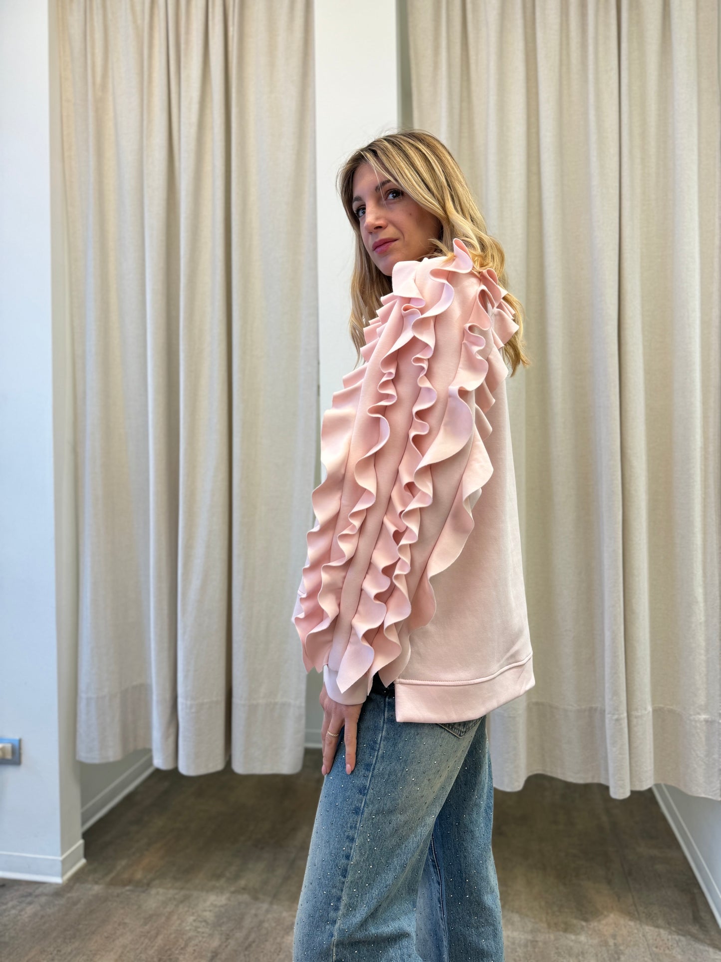 Tensione In Felpa con rouches ROSA