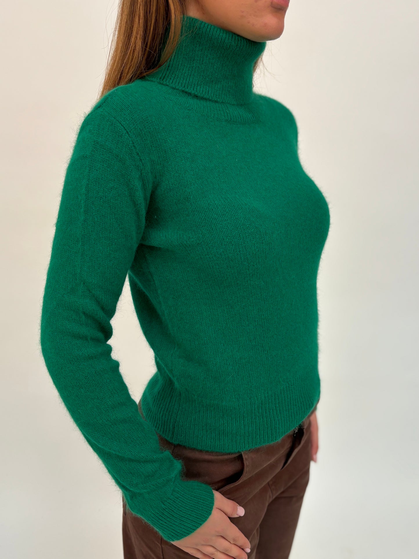 Kocca Maglia collo alto angora/lana VERDE