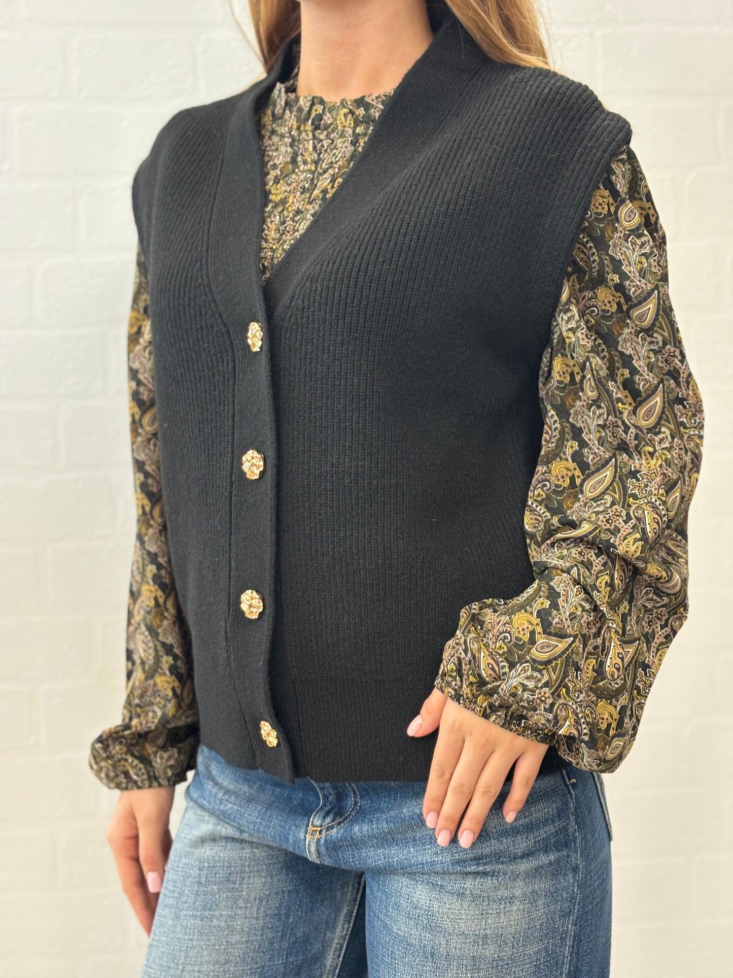 Molly Bracken Gilet in maglia collo V NERO