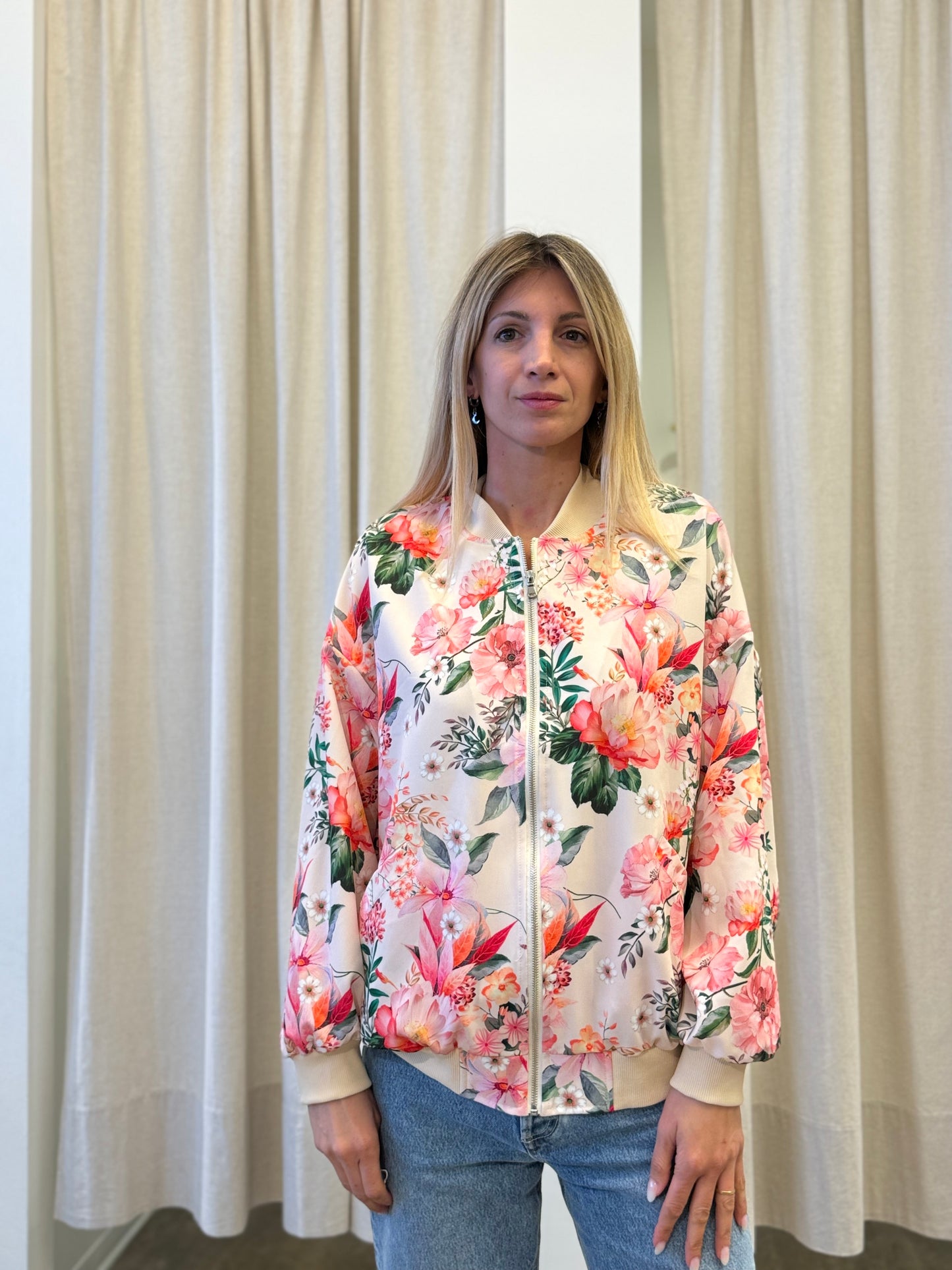 Susy Mix Bomber fantasia floreale ROSA/BEIGE