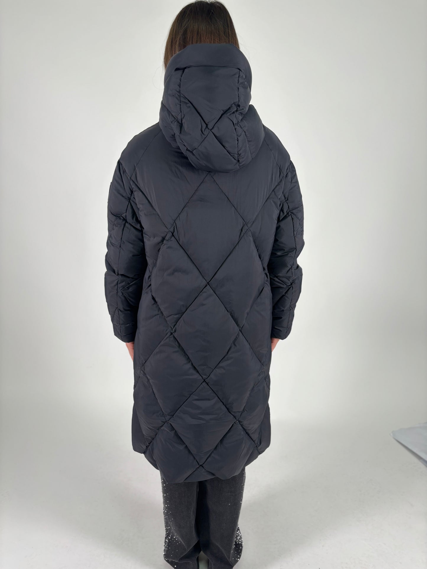 Bomboogie Piumino lungo con cappuccio NERO