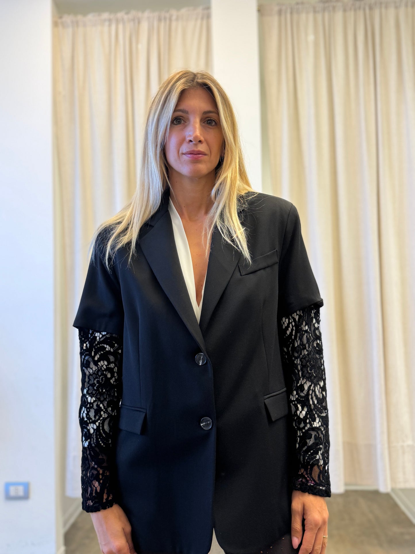 Susy Mix Giacca manica pizzo NERO