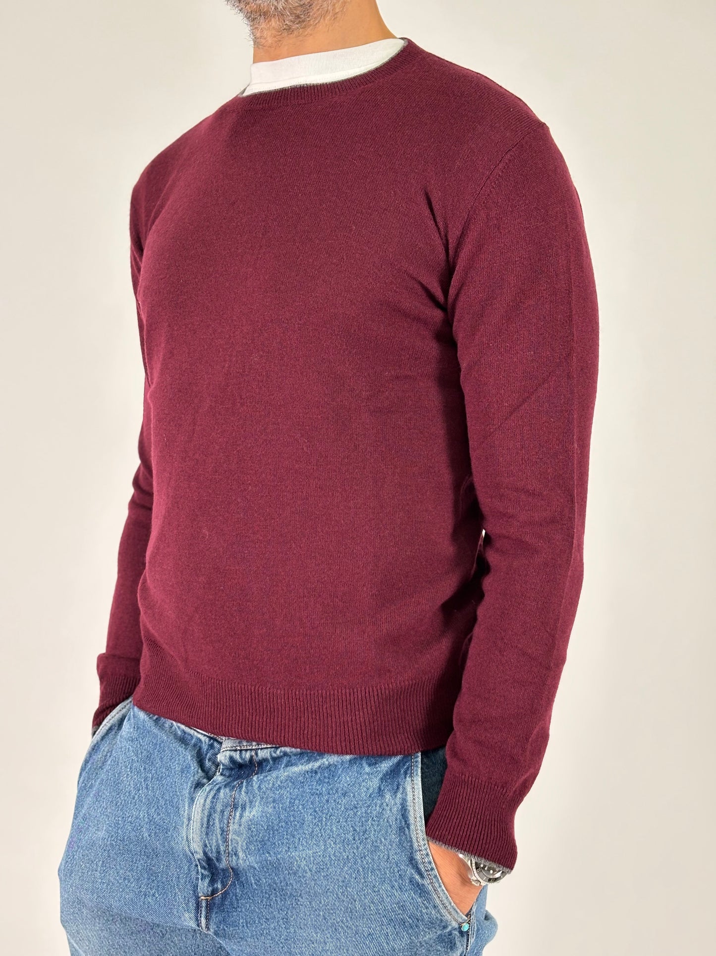 Retois Maglia ml girocollo con profilo grigio BORDEAUX