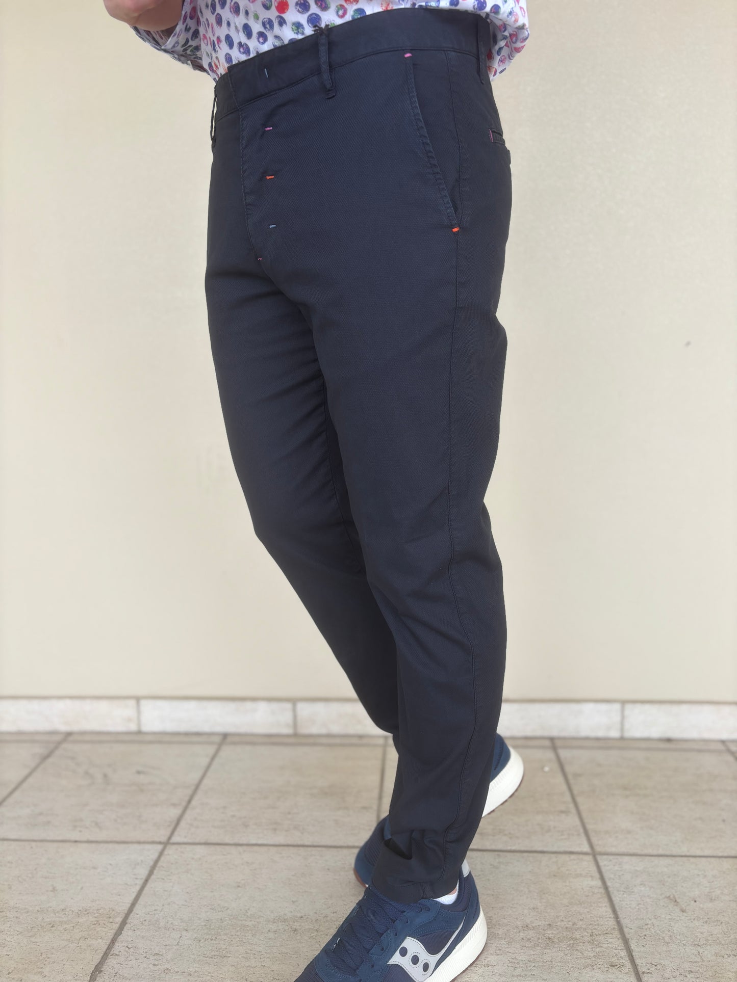Savoir Faire pantalone tessuto armaturato slim BLU
