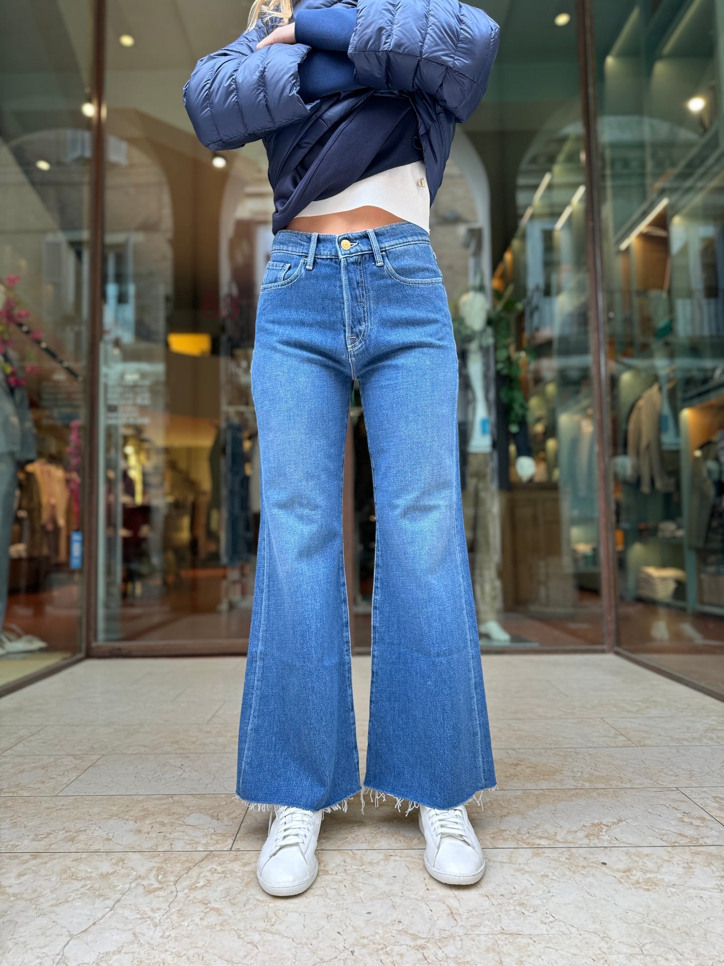 Cycle Jeans Luna flare fit fondo sfrangiato DENIM BLU