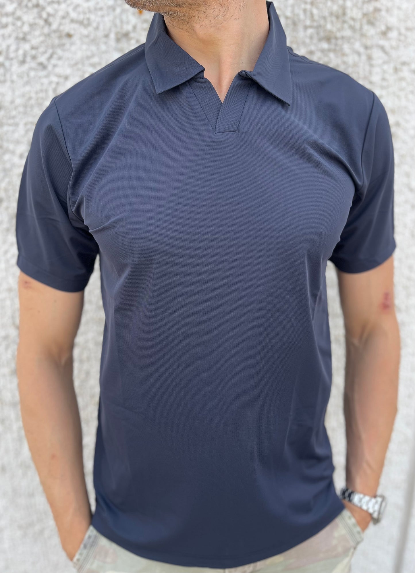 loft88 polo mezza manica tessuto tecnico piquet colo derby BLU