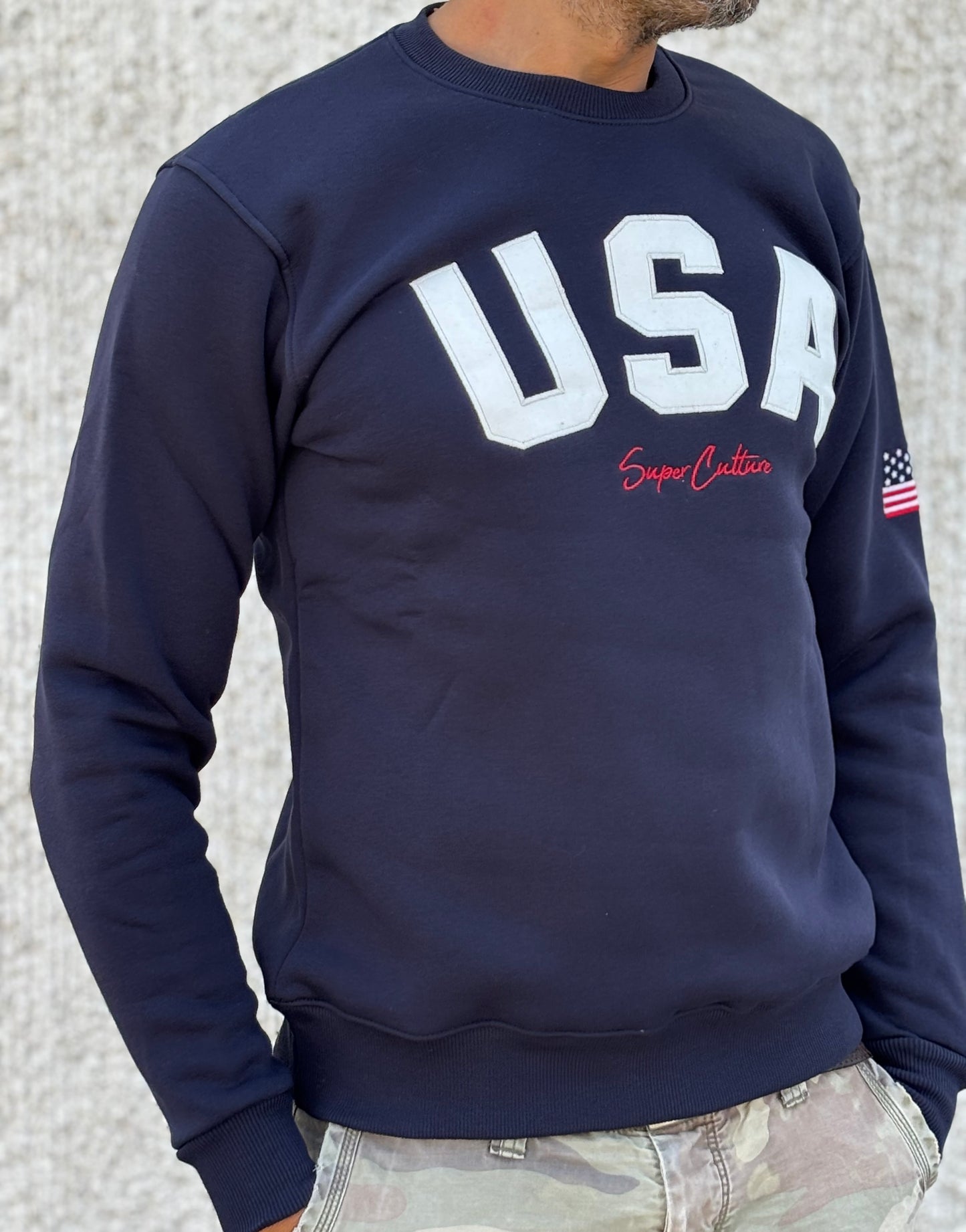 Superculture Felpa girocollo USA BLU