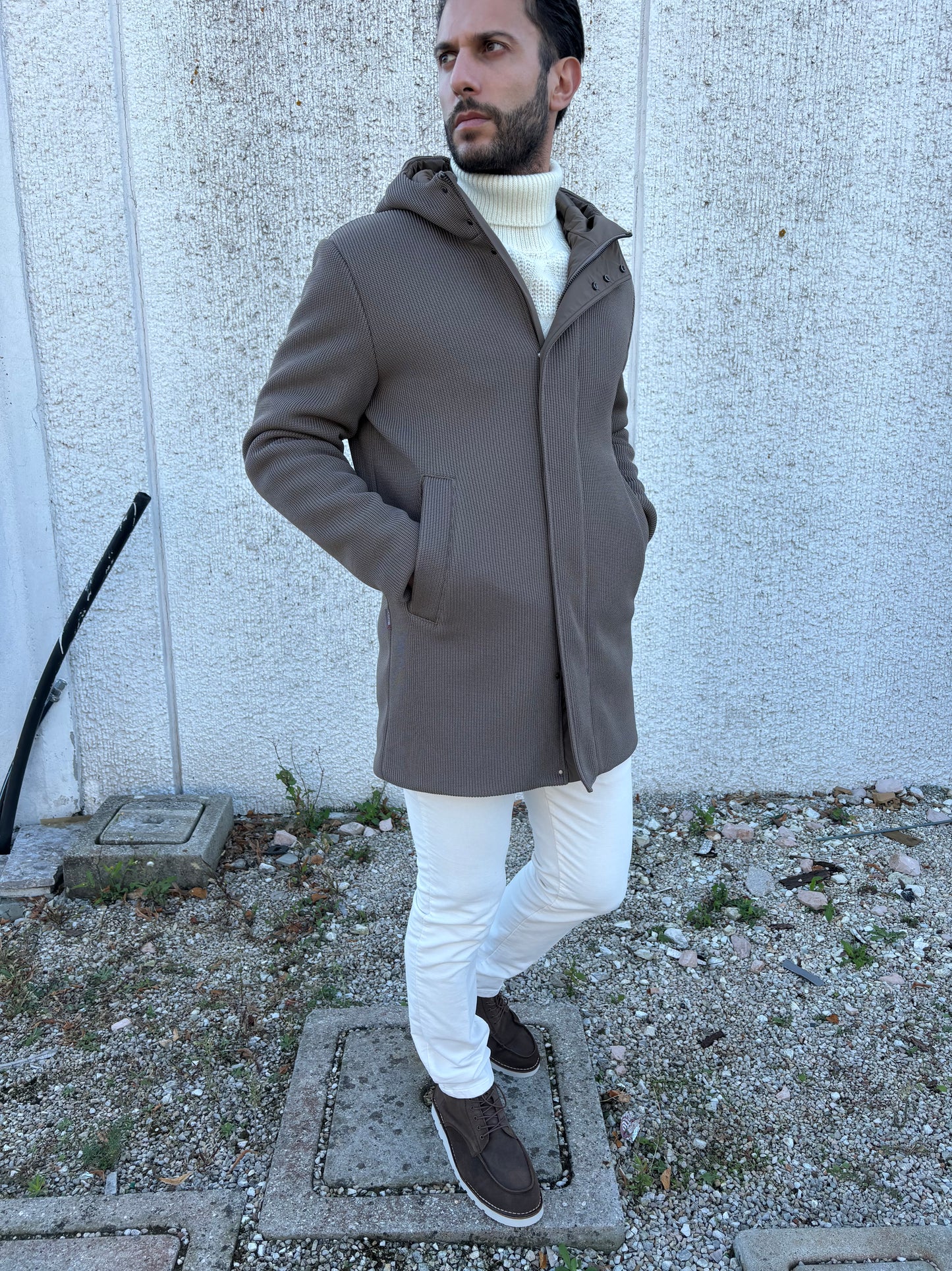 Loft88 Maglia c/alto fantasia trecce PANNA