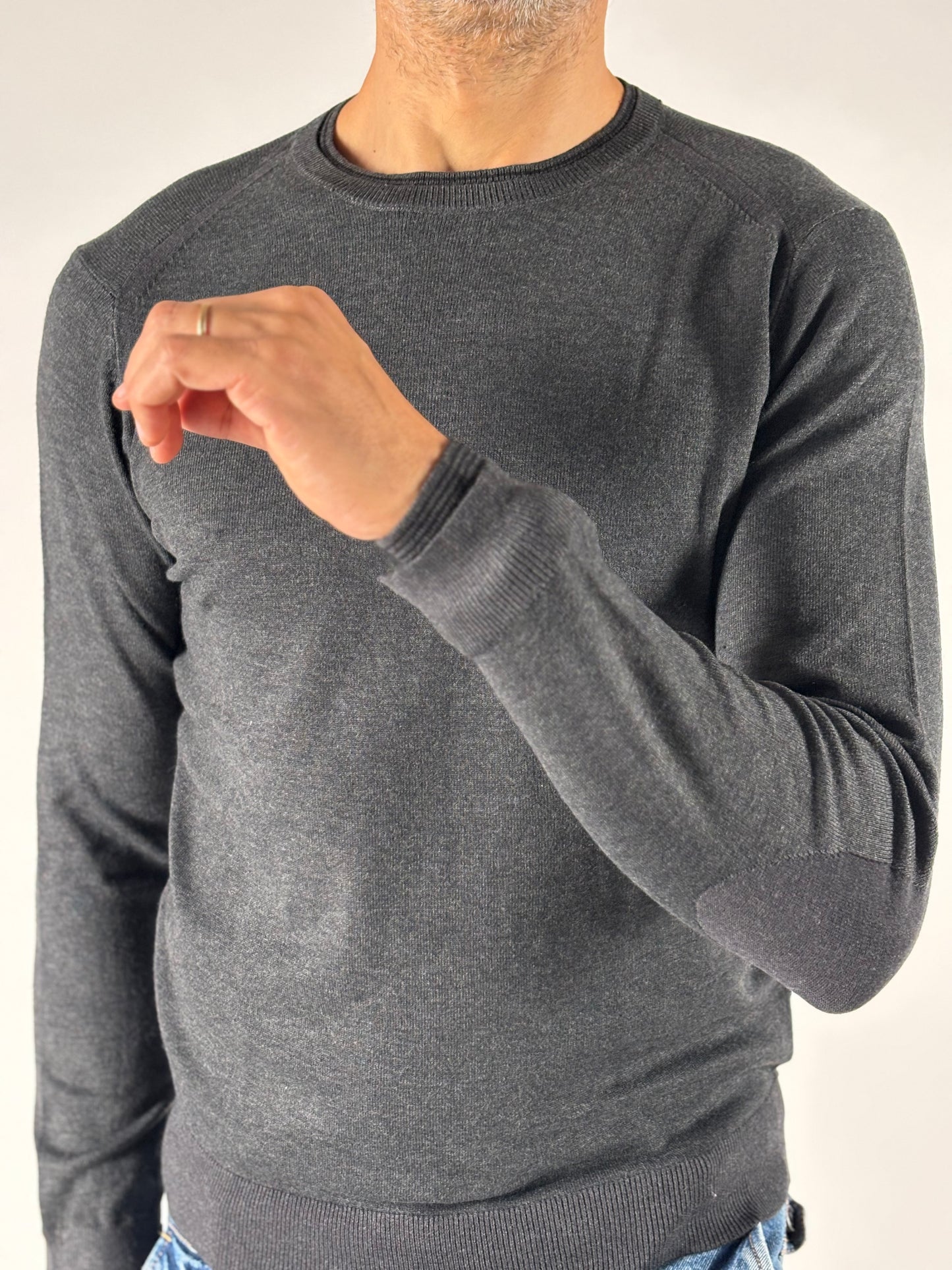 Loft88 Maglia girocollo ml con bottoni nel polsino ANTRACITE