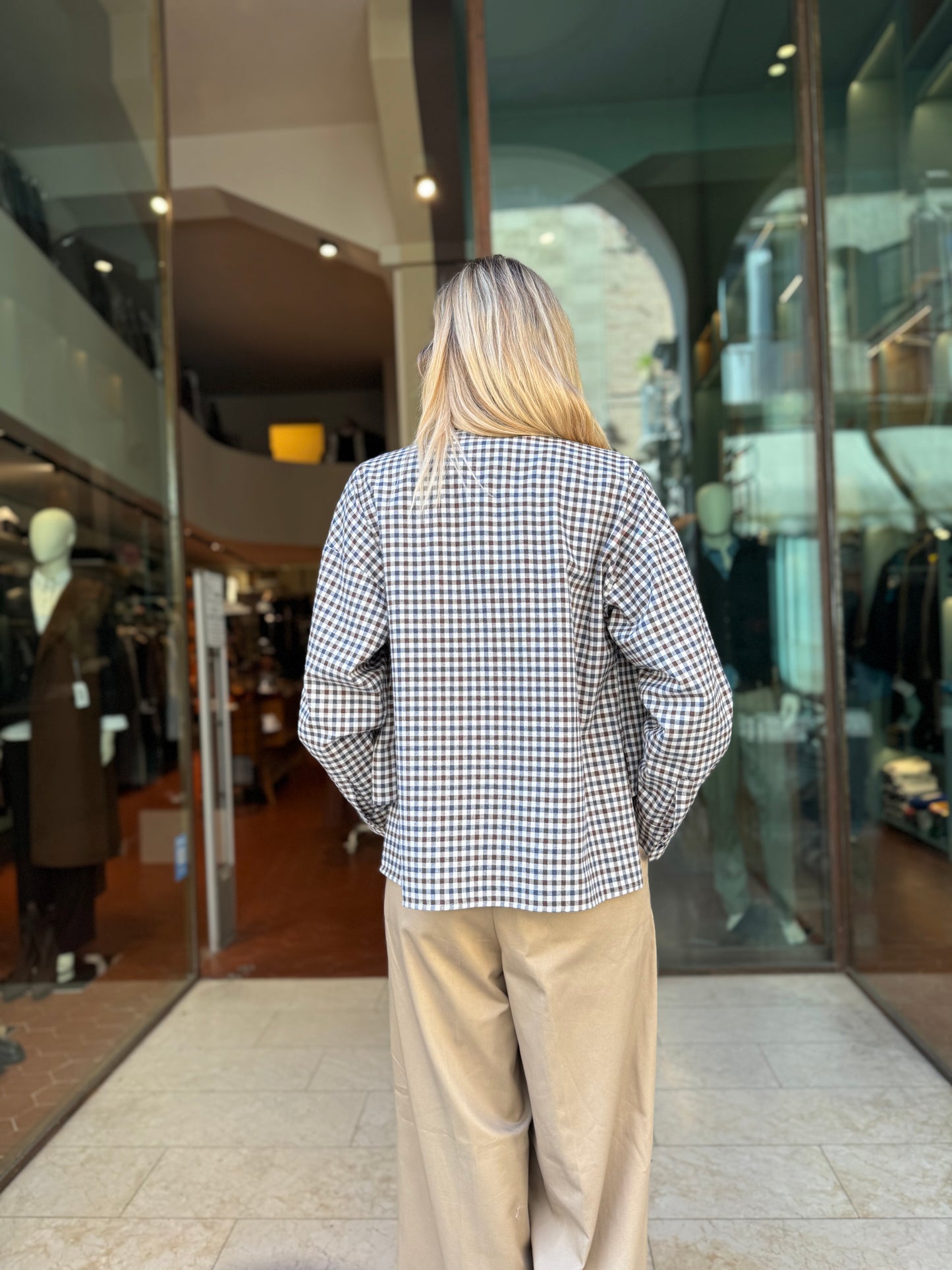 Mercì Camicia cropped con tasche SCACCHI