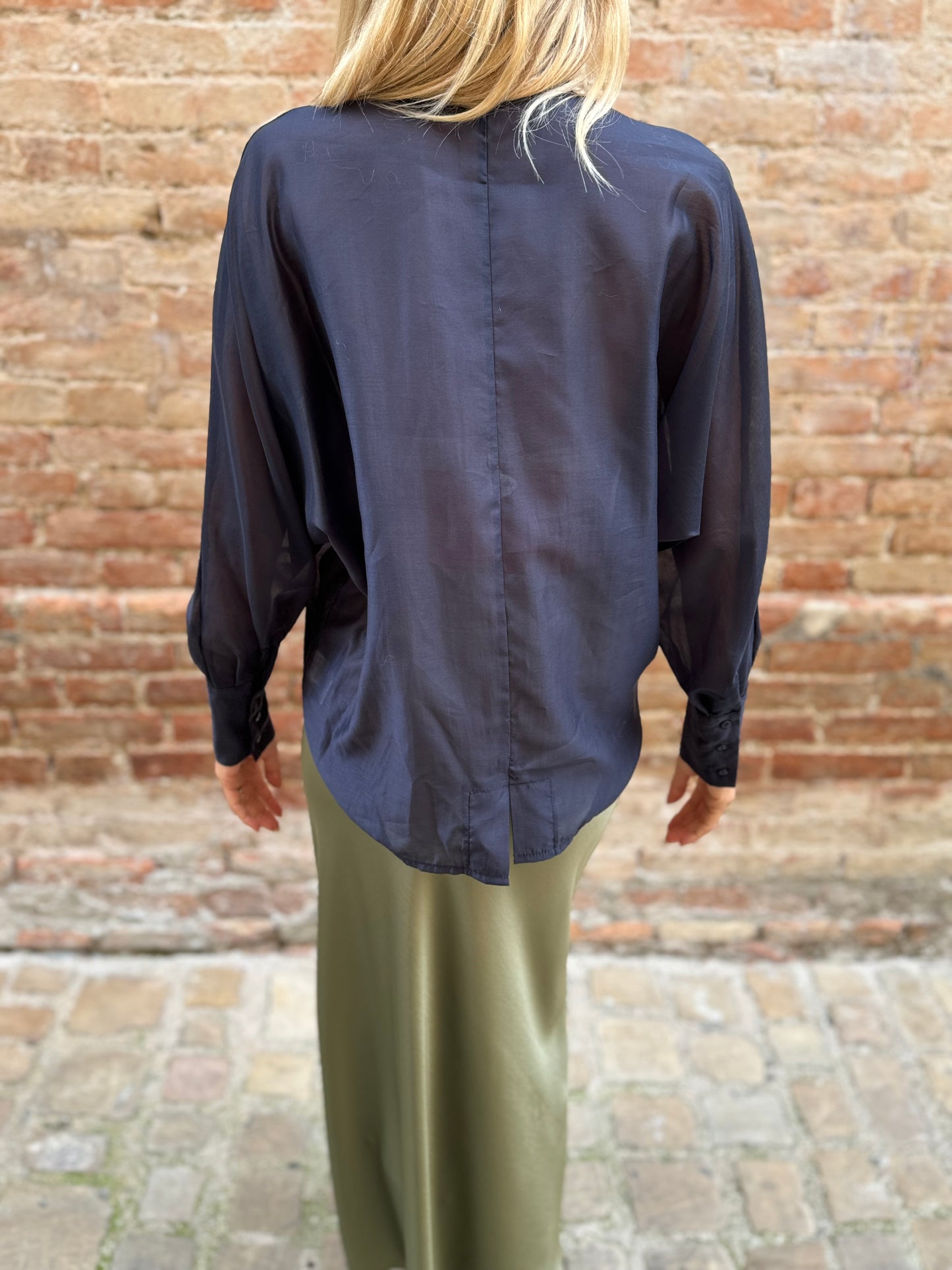 Dixie Camicia lunga semitrasparente BLU