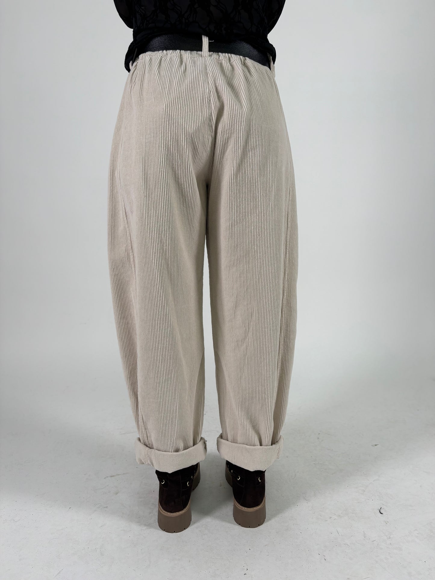 SusyMix pantalone ovetto velluto a coste PANNA