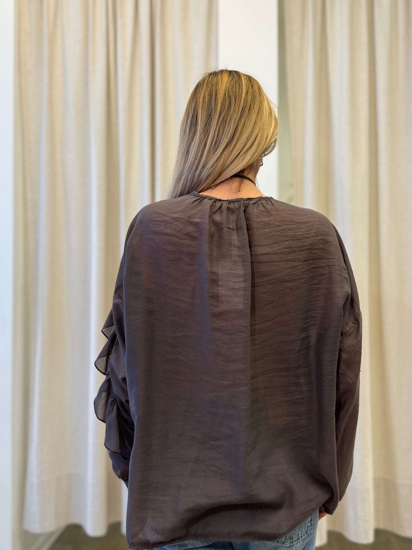 Susy Mix Camicia con rouches e collana MARRONE