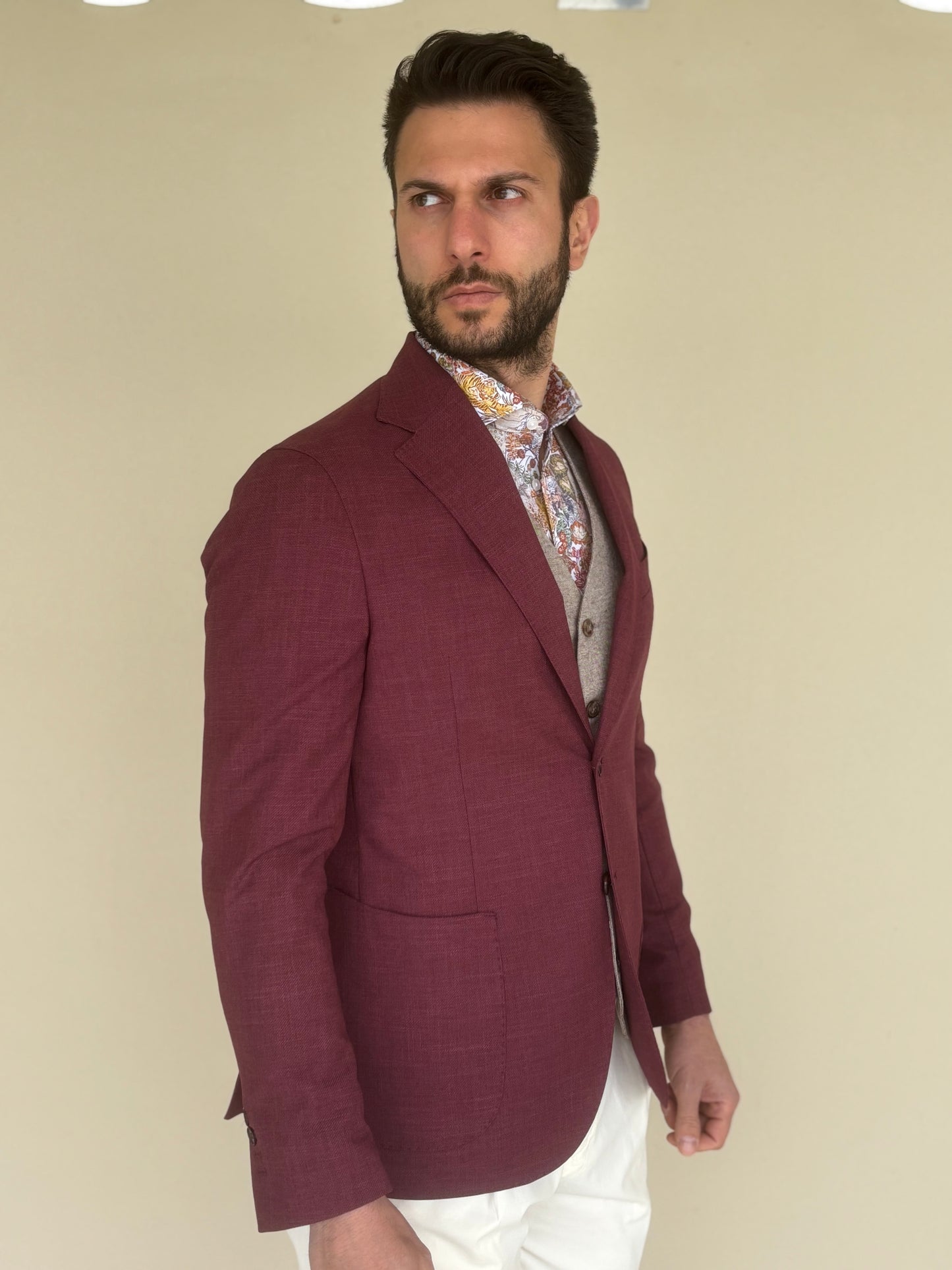 LOFT88 giacca effetto lino BORDEAUX