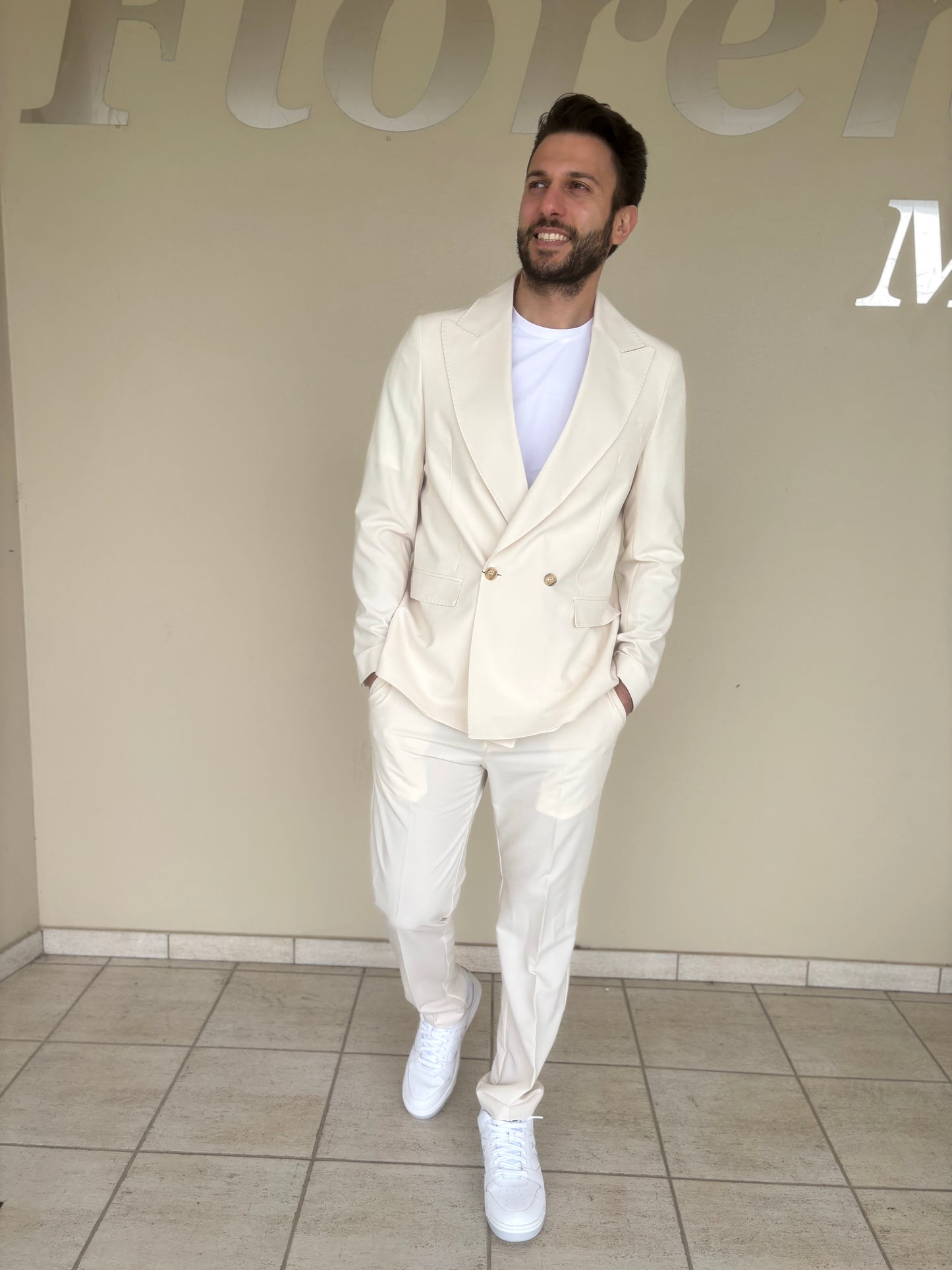 Marcel Morel abito doppiopetto over PANNA