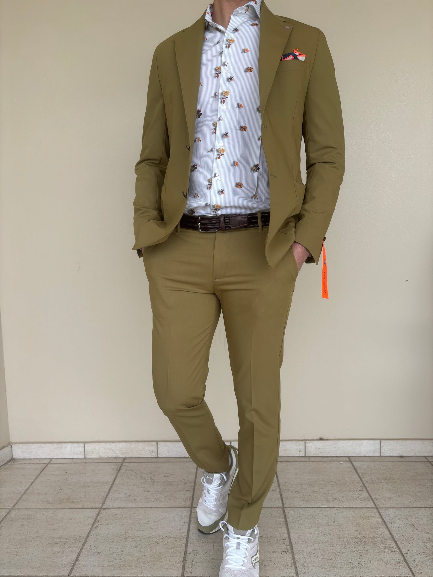 Alessandro Lamura Camicia fantasia righe e fiori VERDE