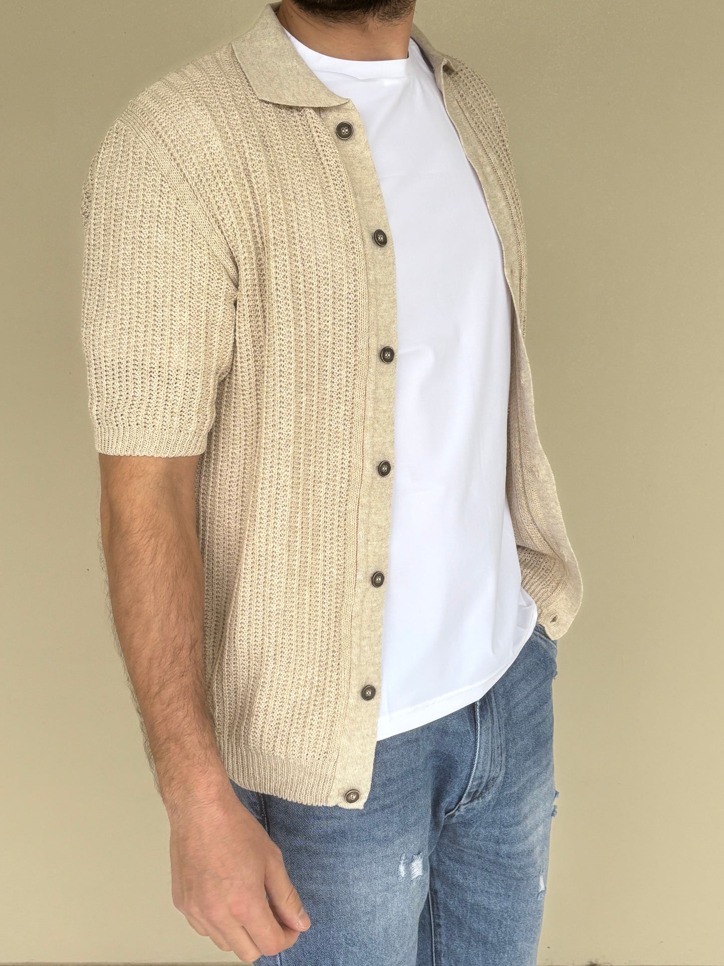 BL11 Maglia cardigan m/c BEIGE