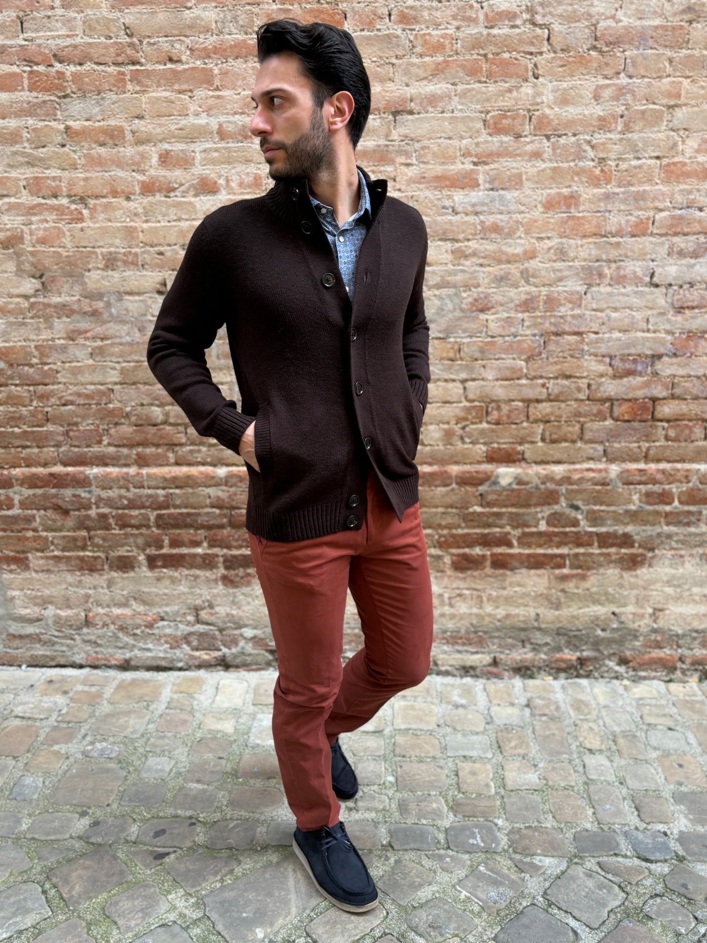 Markup Cardigan misto lana con bottoni MARRONE