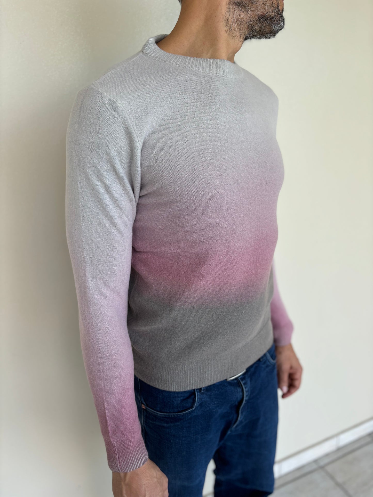 Ex aequo Maglia girocollo in lana sfumata ghiaccio ROSA/FANGO