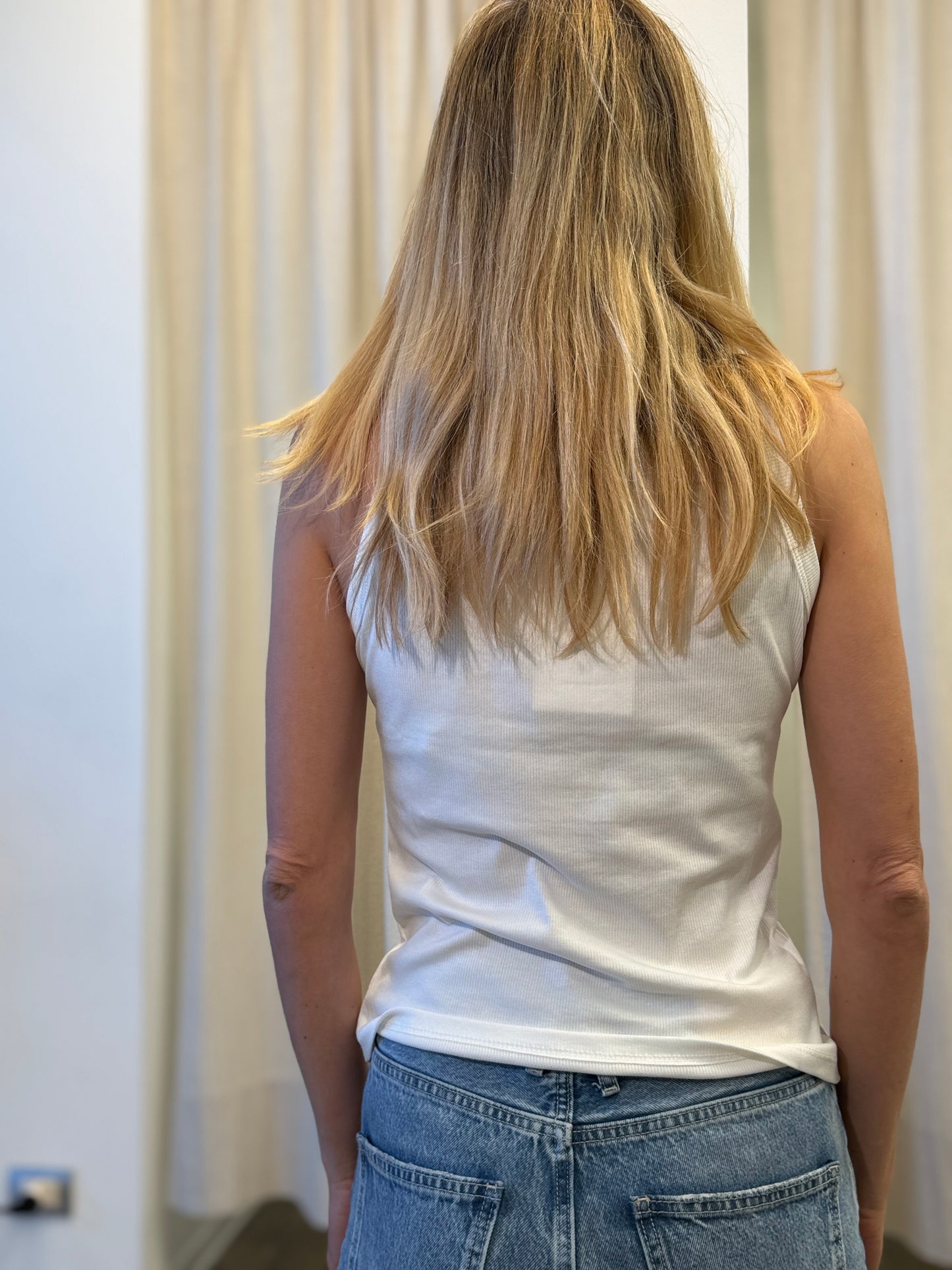 Susy Mix Canotta con appl.perle BIANCO