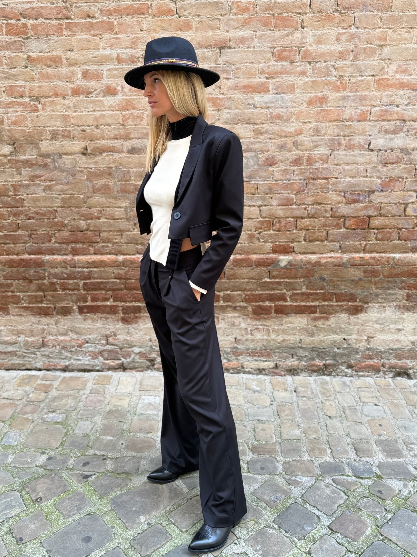 Dixie Pantalone con pences largo NERO