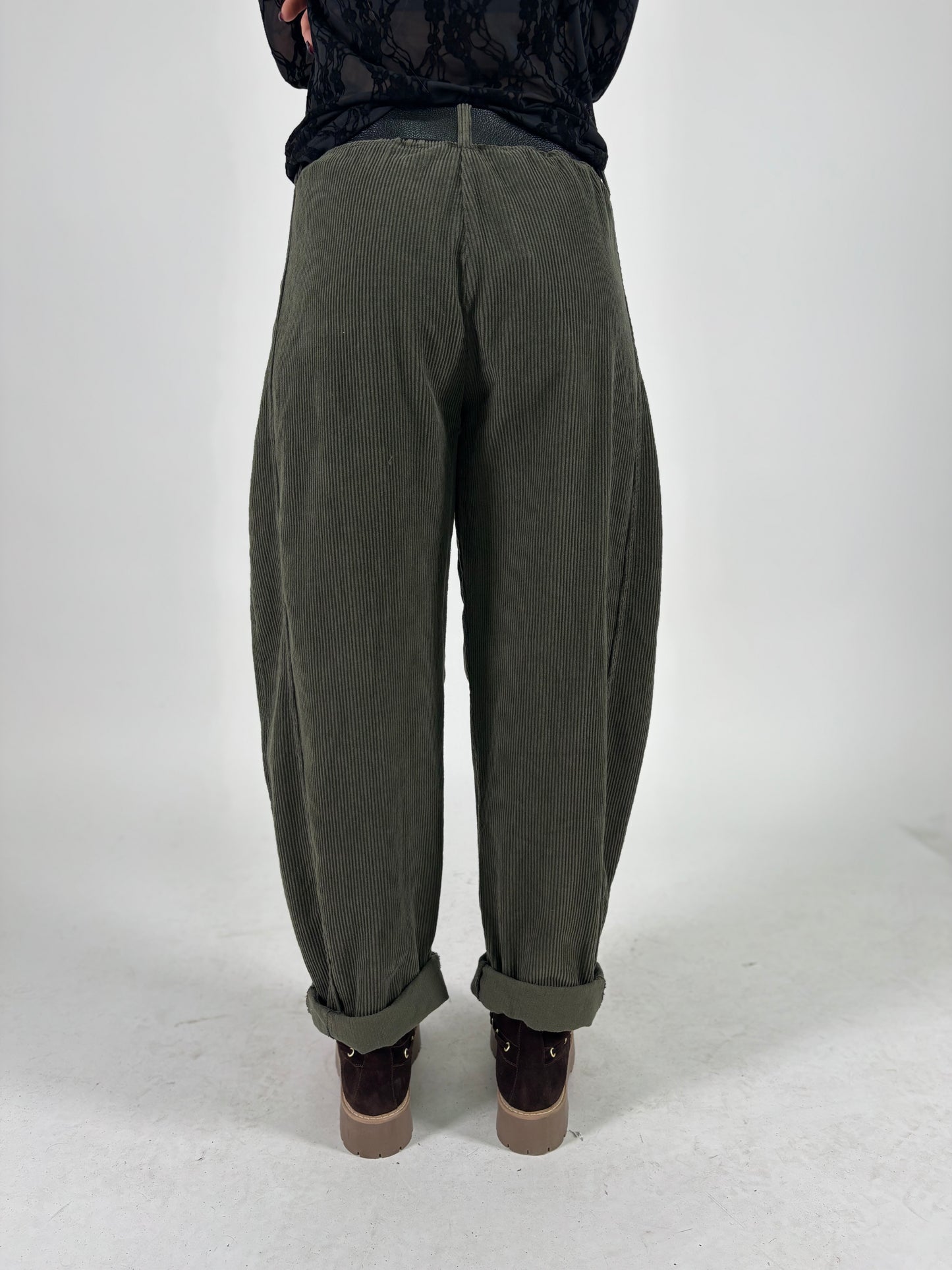 SusyMix pantalone ovetto velluto a coste VERDE